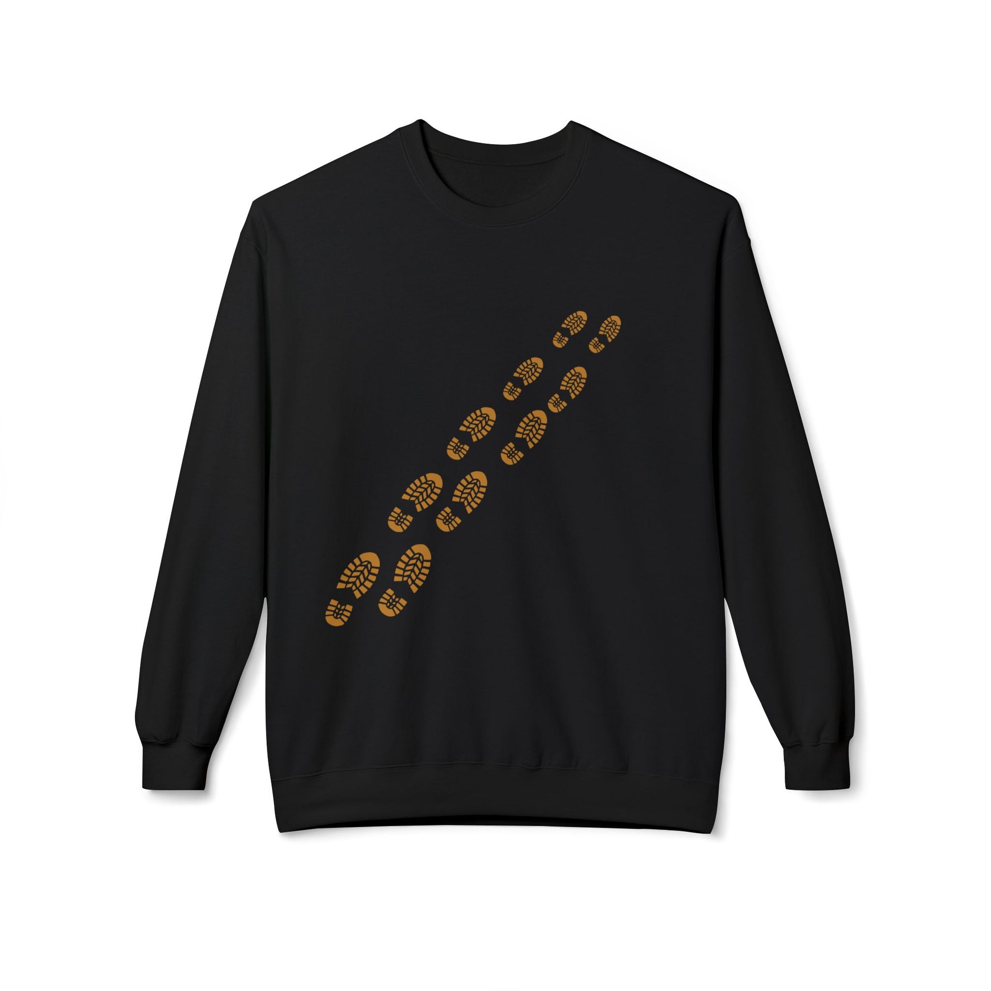 Crewneck Sweatshirt - Golden Bootprint Trail Graphic (Outdoor Hiking, Adventure Gift)