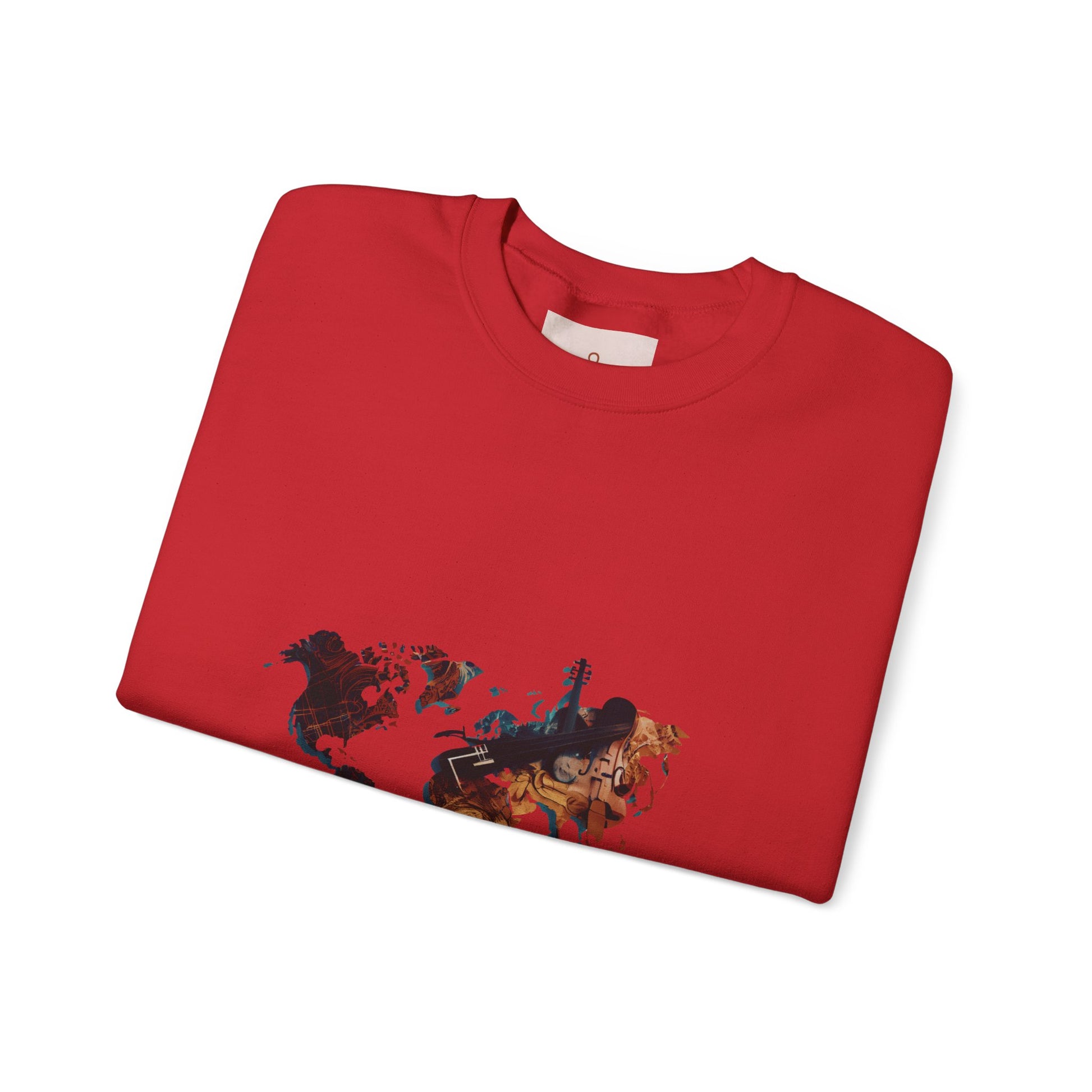World Map Marble Crewneck Sweatshirt — Artistic Travel Map Pullover