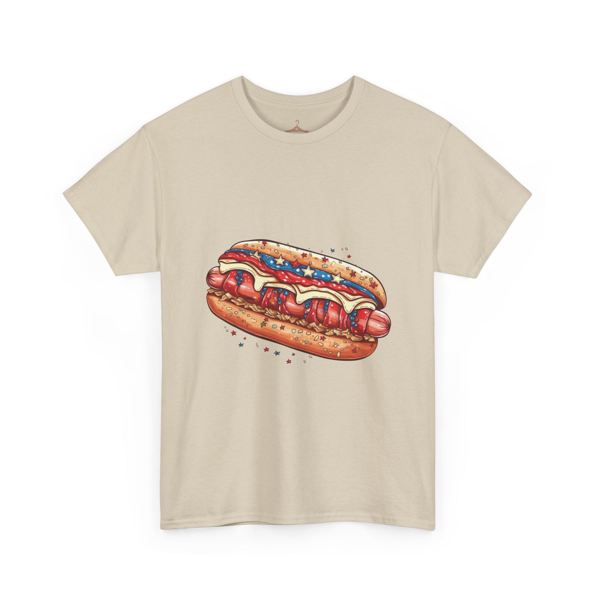 Hot Dog Illustration T-Shirt — Retro Ketchup & Mustard Food Tee