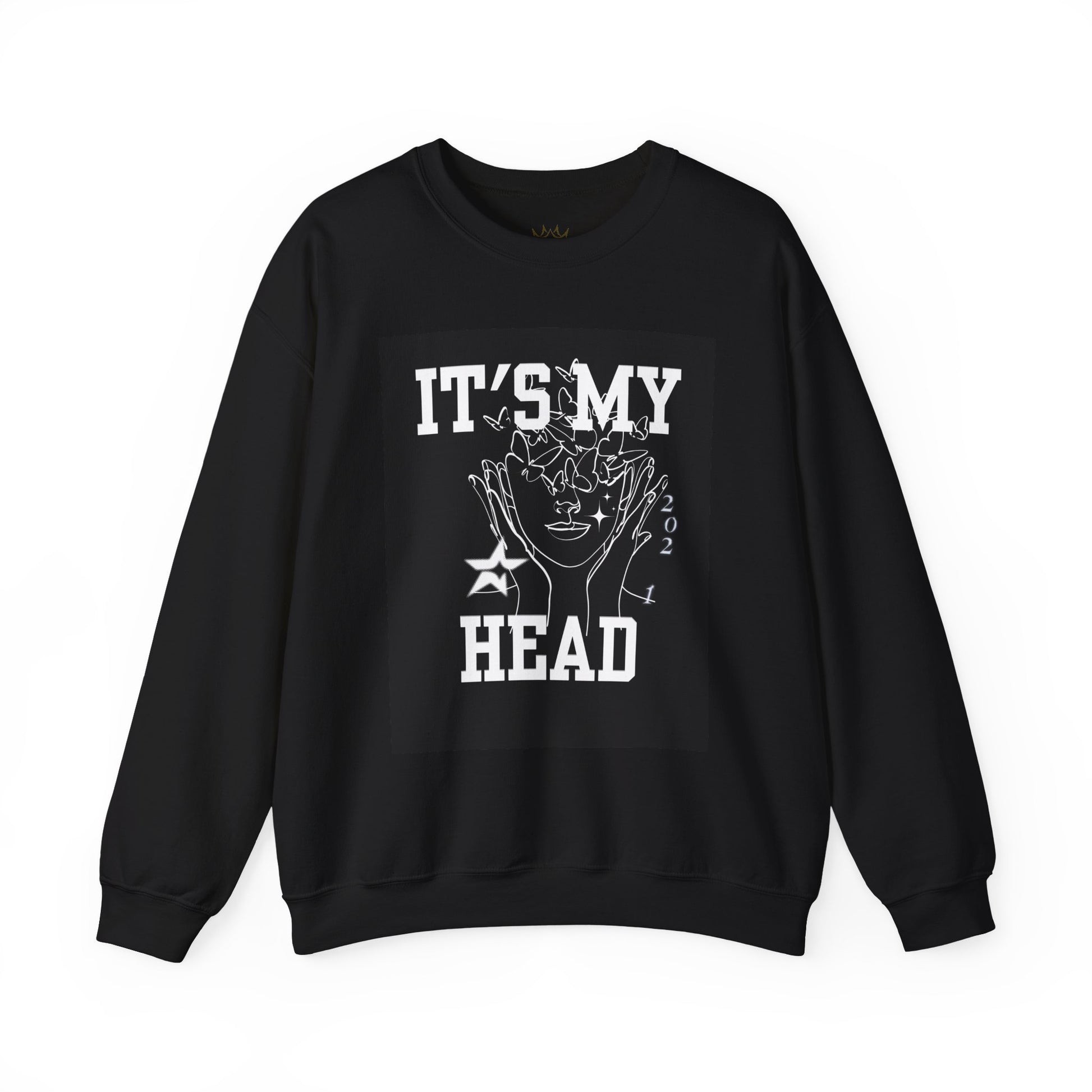 Statement Crewneck Sweatshirt - It's My Head, Unisex Casual Wear, Perfect for Gift Giving