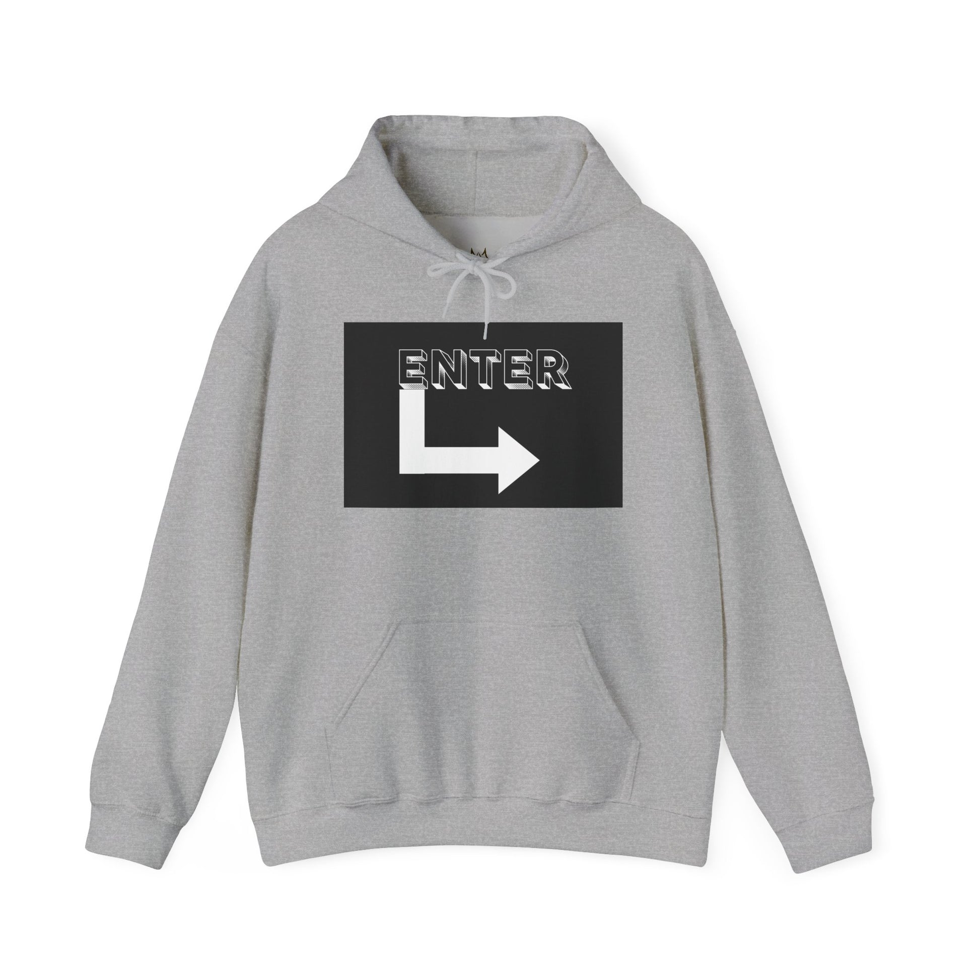 Enter Here Hoodie, Unisex Heavy Blend Sweatshirt, Casual Streetwear, Gift for Teens
