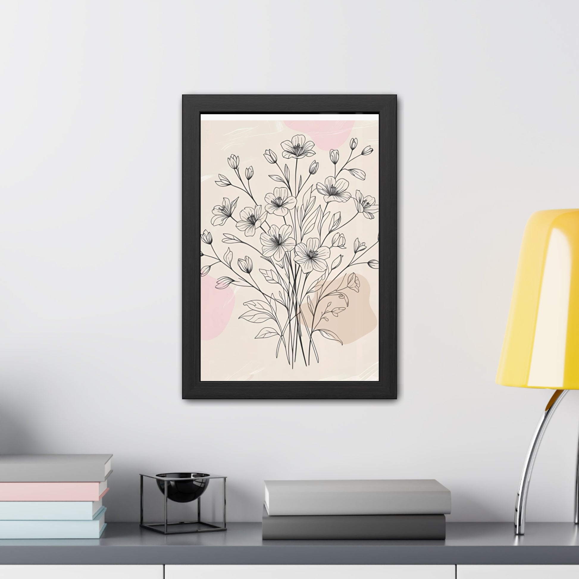 Elegant Floral Framed Poster, Minimalist Design