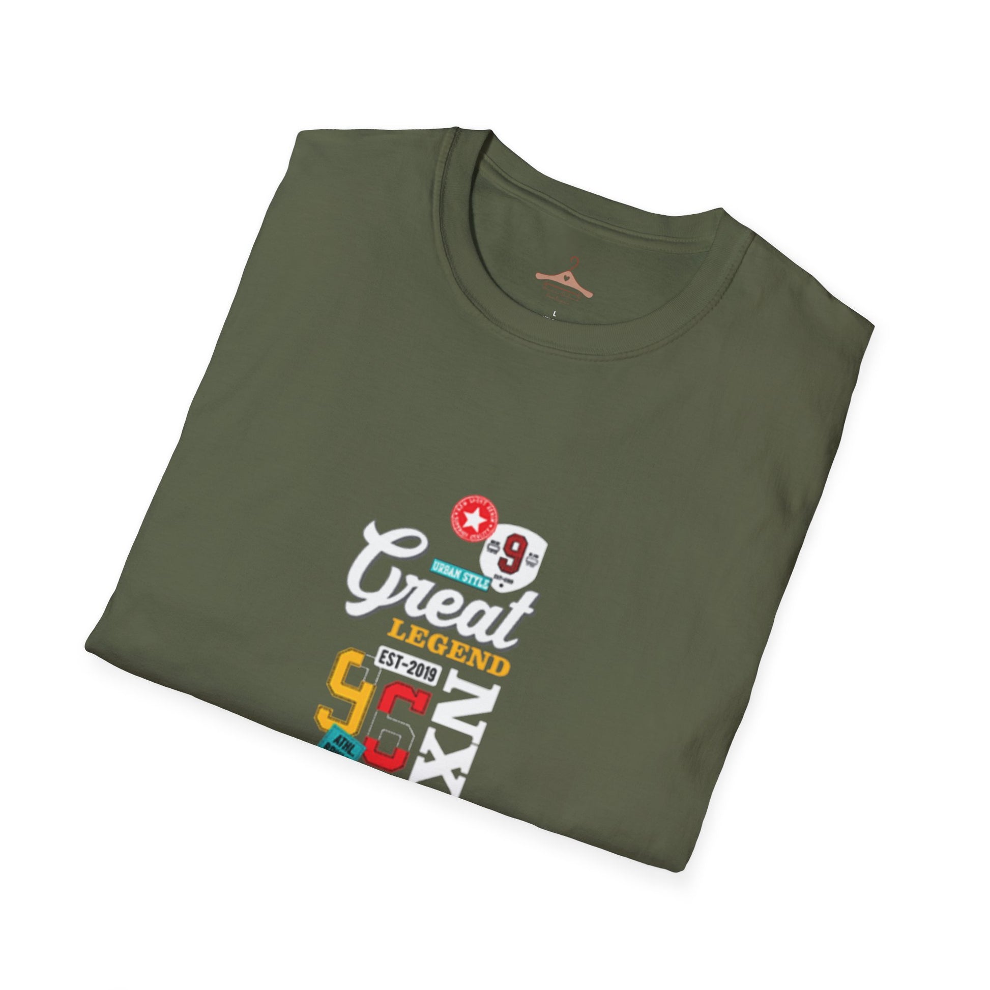 Graphic T-Shirt — 'Great Legend' Retro Racing Stripe Tee (NX-89)