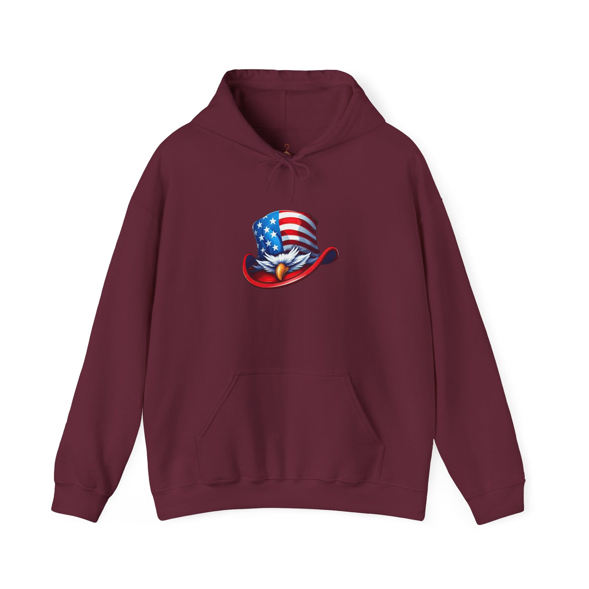 Patriotic Eagle Top Hat Hoodie — American Flag Bald Eagle Graphic Hoodie