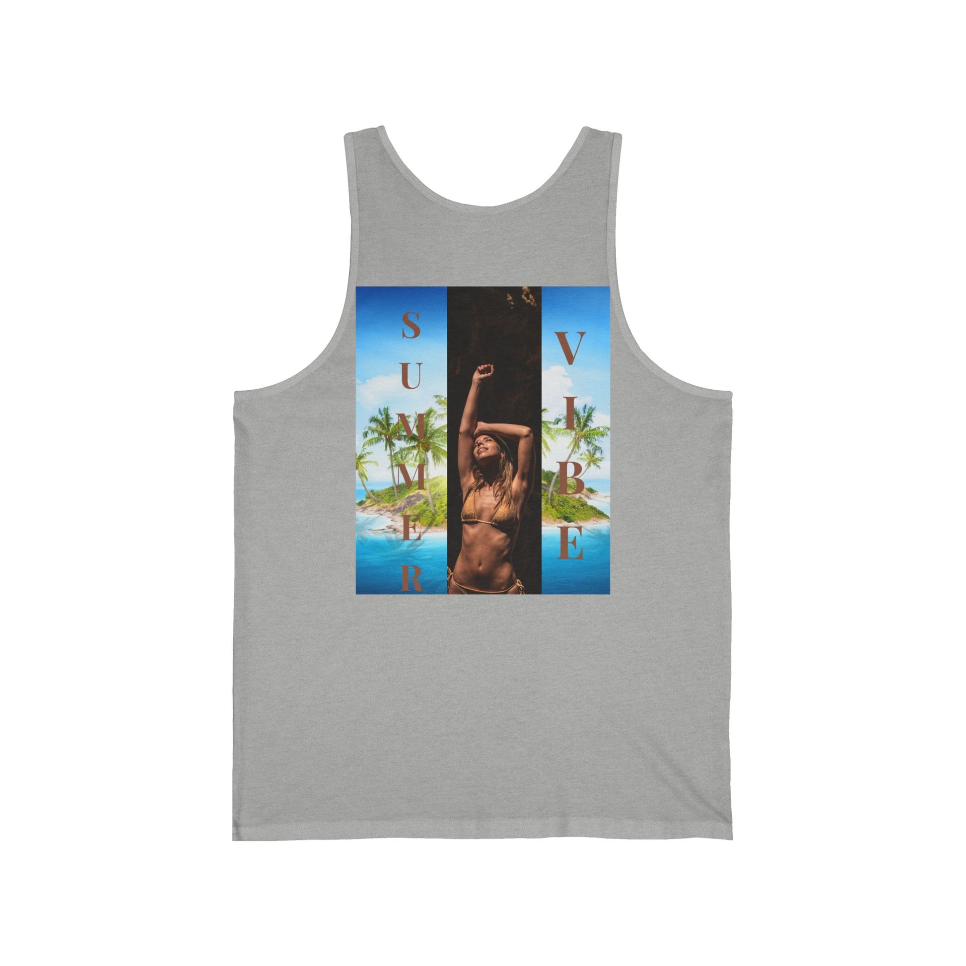 Summer Vibe Tank Top — Tropical Sunset Graphic Tank with 'SUMMER' Text