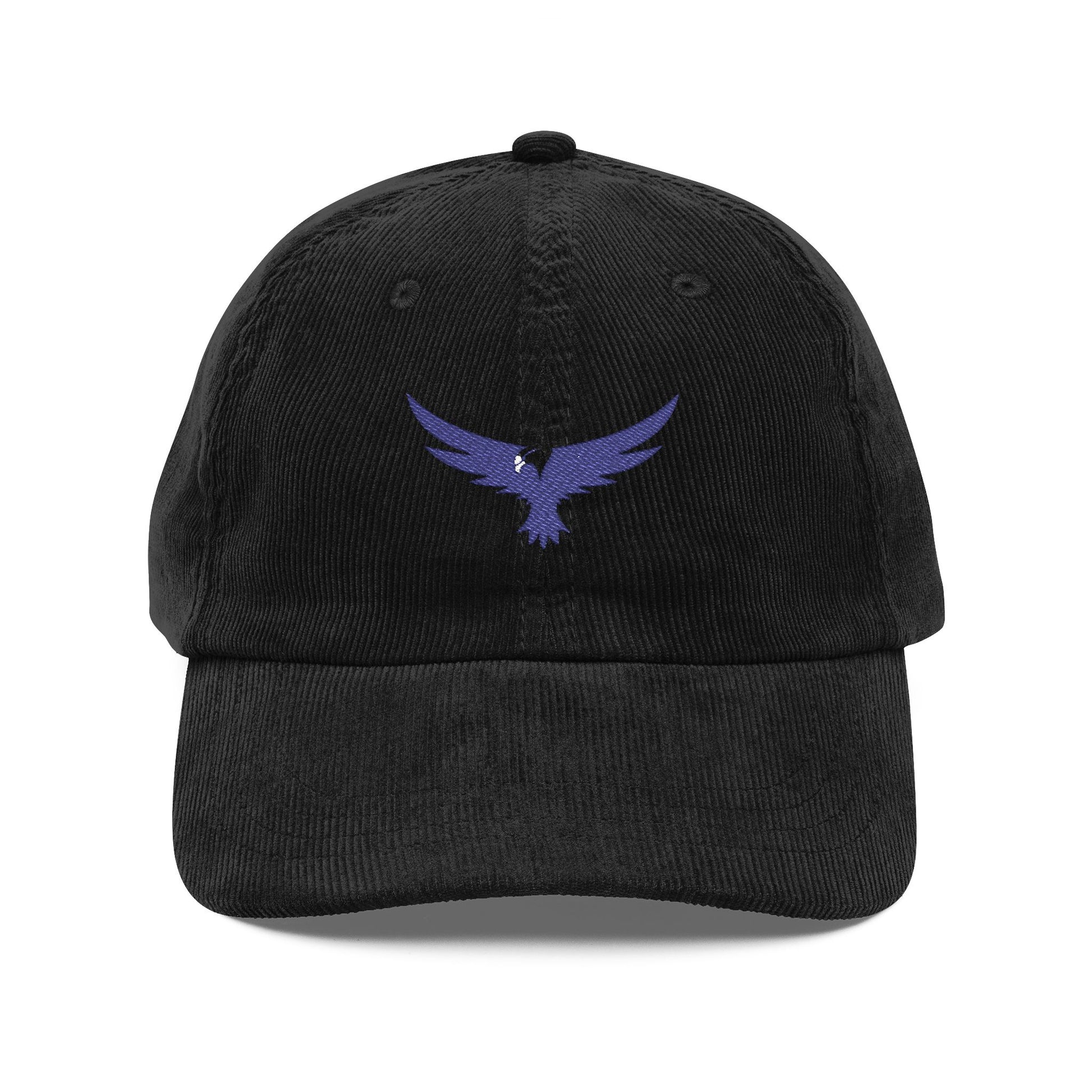 Vintage Corduroy Cap with Embroidered Blue Eagle — Retro Casual Hat
