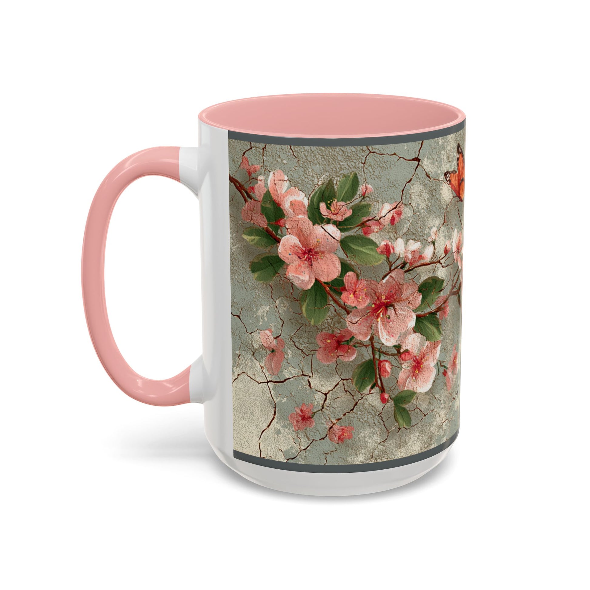 Floral Butterfly Accent Coffee Mug, Spring Gift, Kitchen Decor, Nature Lover Mug, Tea Cup