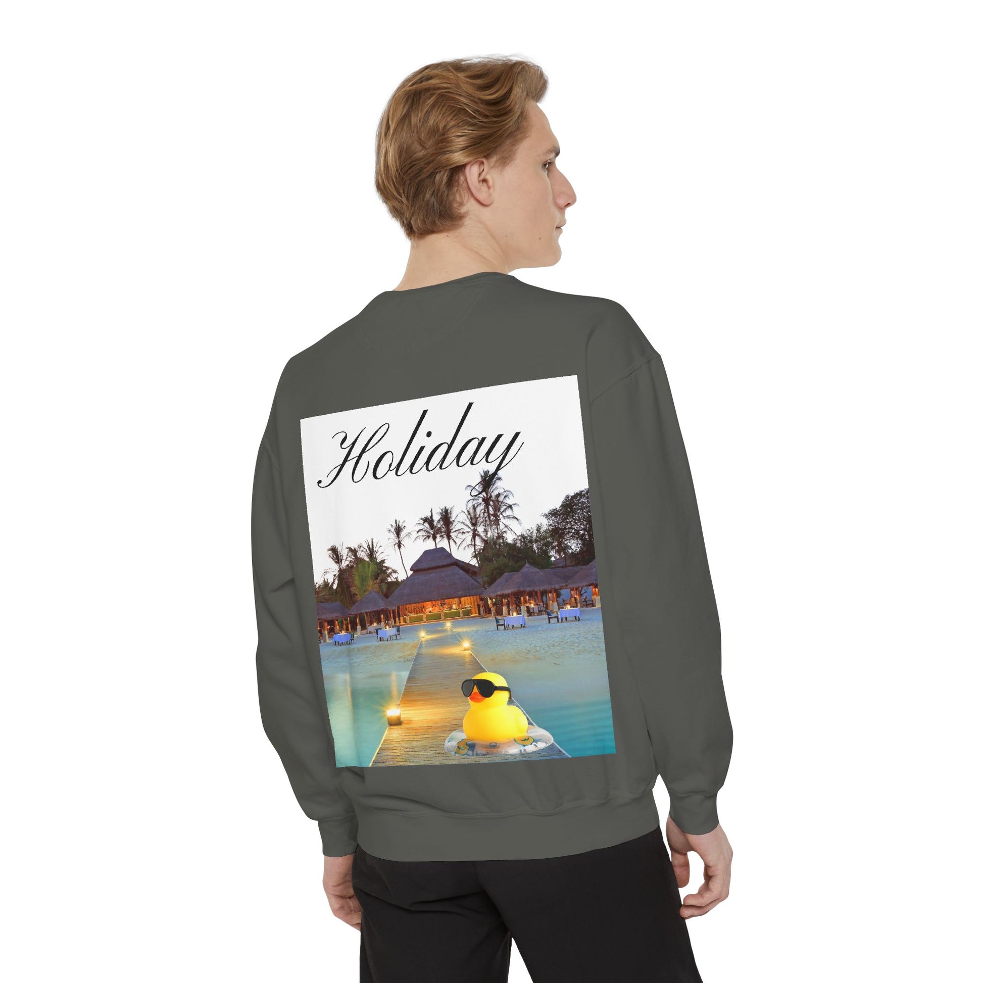 Holiday Rubber Duck Sweatshirt — Tropical Beach Graphic Sweatshirt