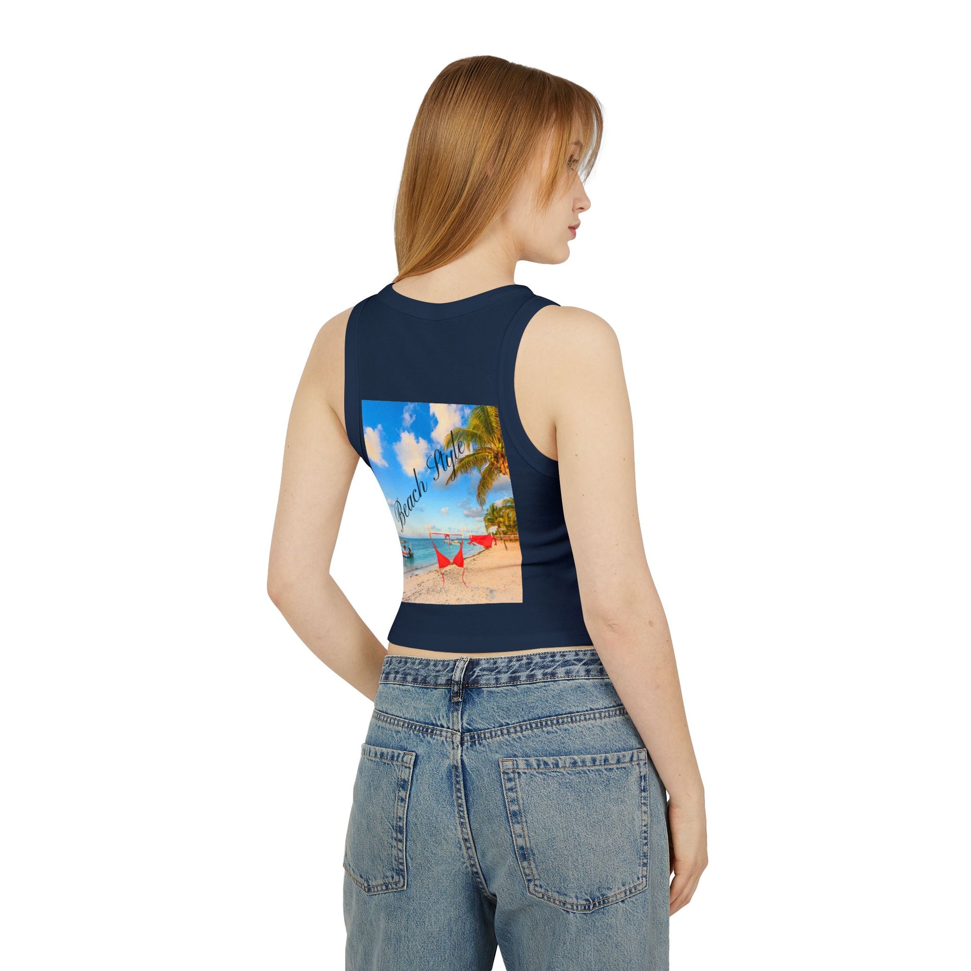 Beach Vibes Racer Tank Top — 'Beach Mode' Tropical Summer Crop
