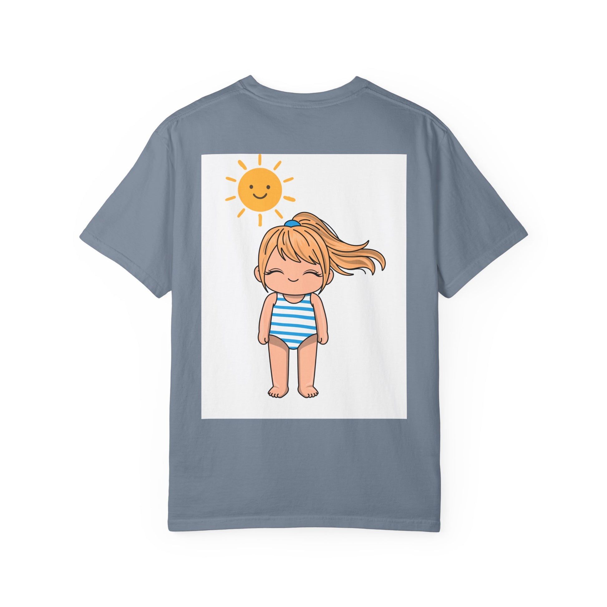 Cute Girl in Swimsuit T-Shirt — Sunny Beach Cartoon Tee