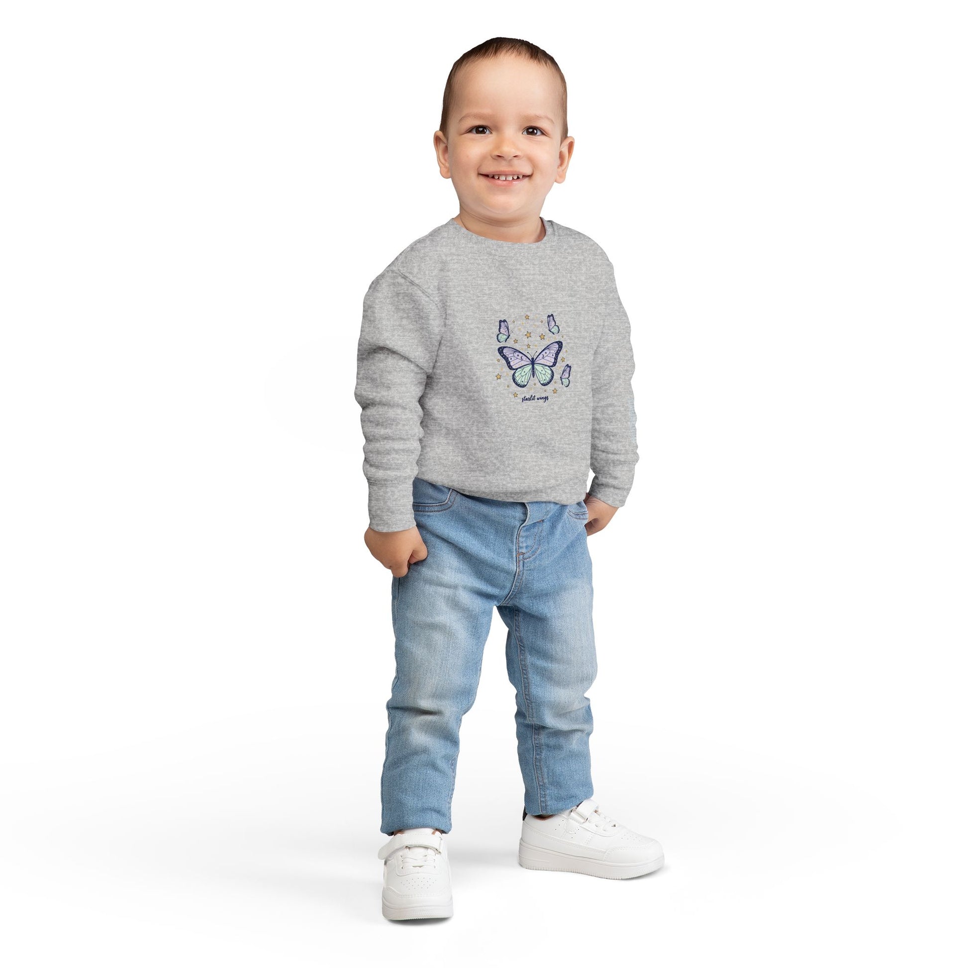 Butterfly Wings Toddler Sweatshirt — Purple Green Cute Kids Pullover