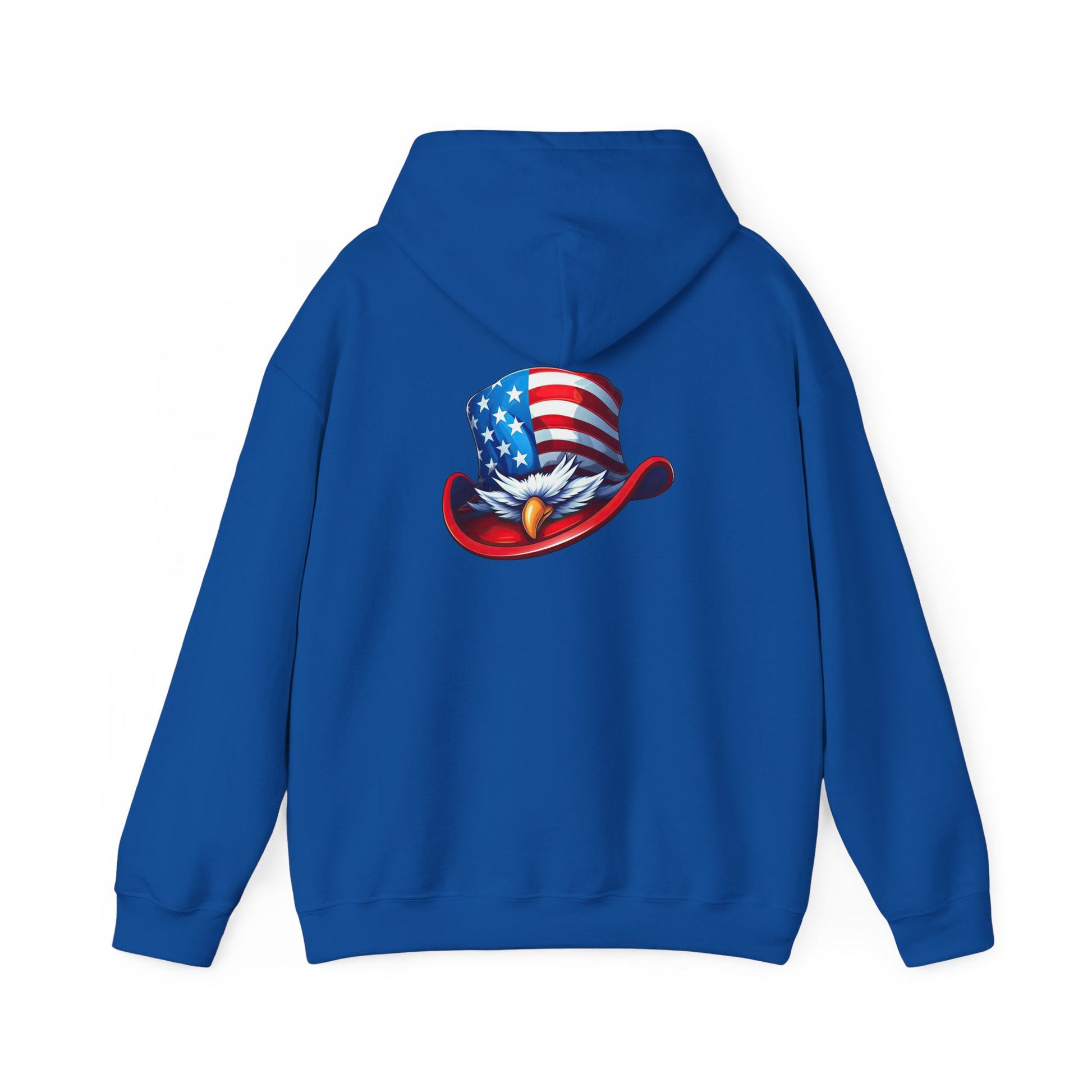 Patriotic Eagle Top Hat Hoodie — American Flag Bald Eagle Graphic Hoodie
