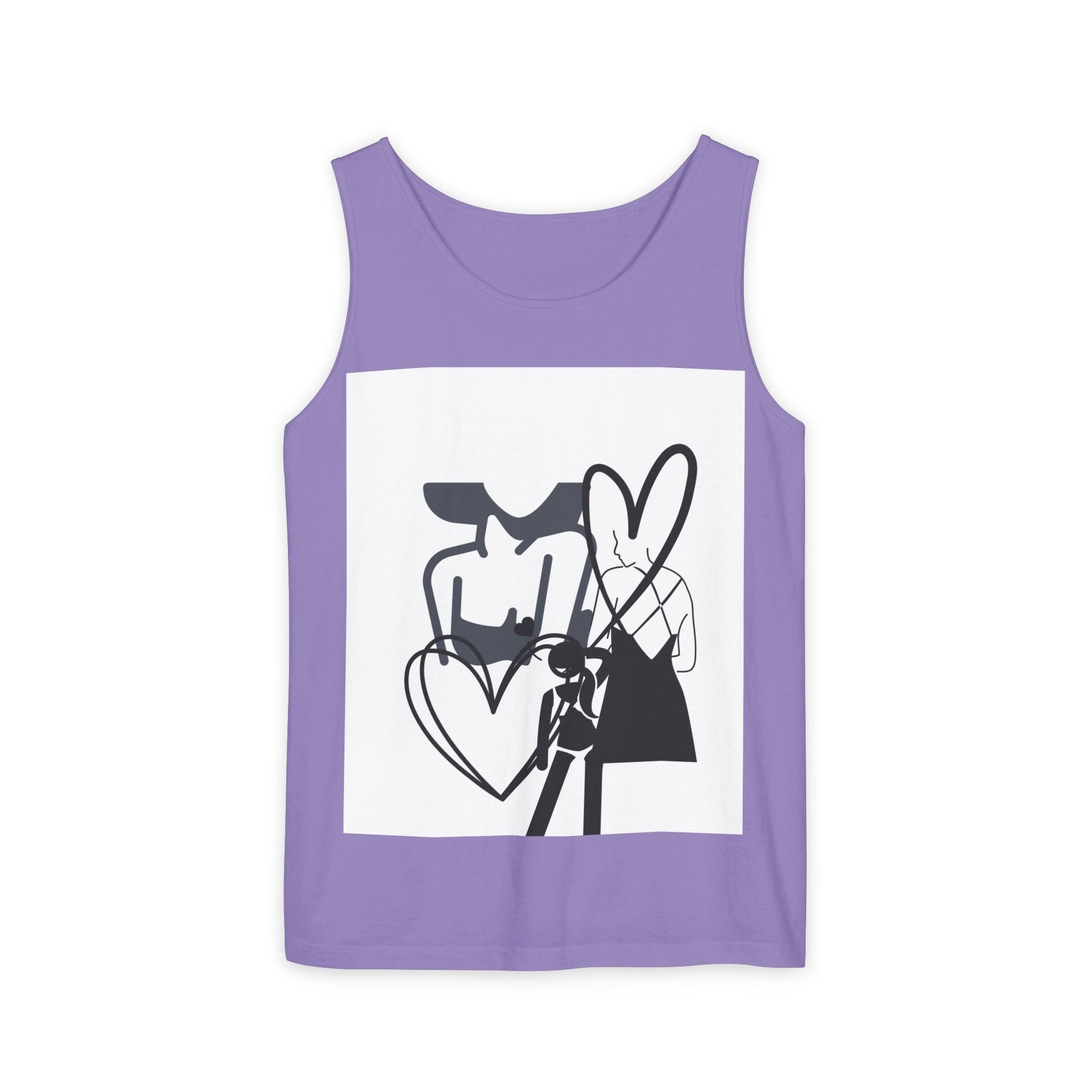 Abstract Love Graphic Tank Top — Minimalist Couple Heart Artwork