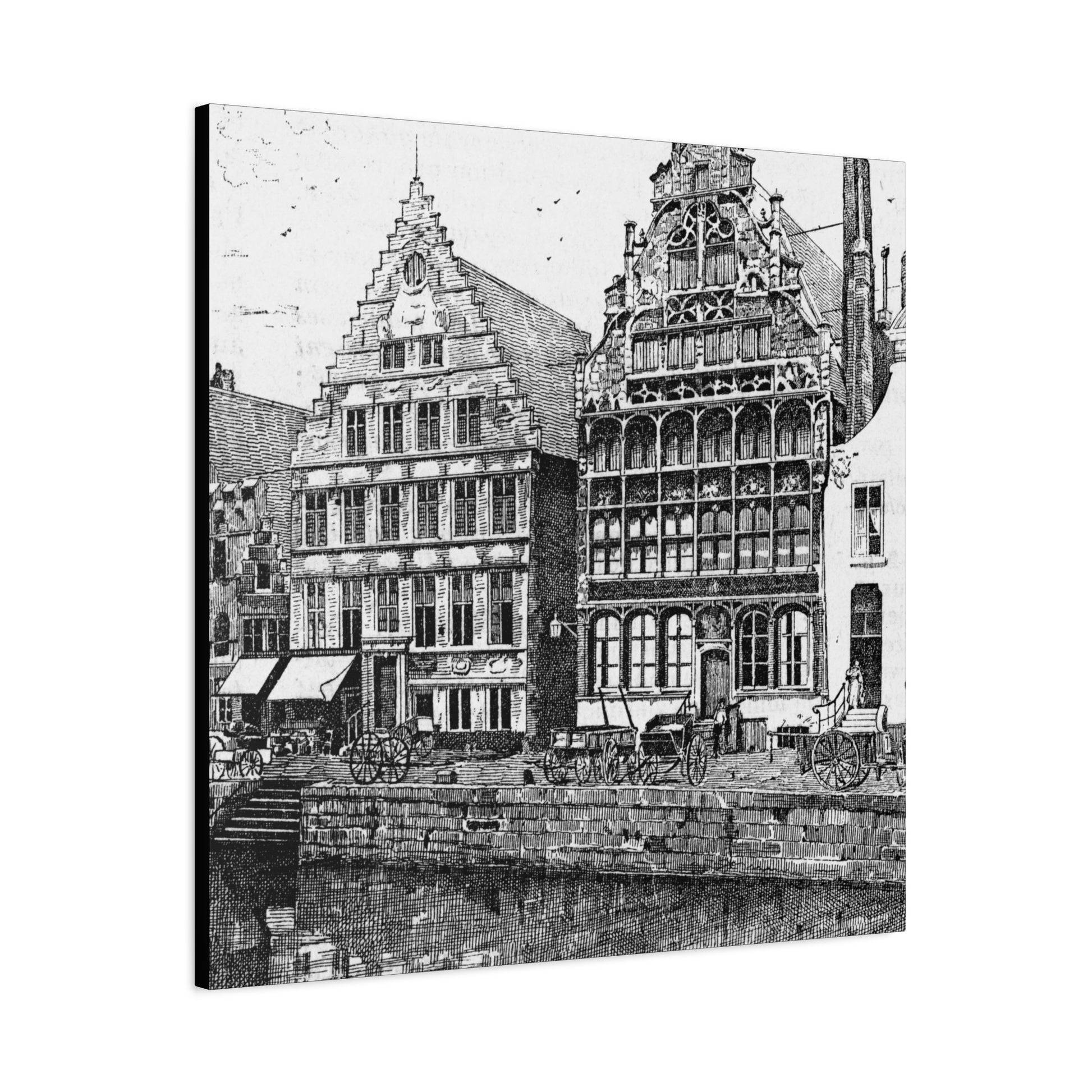 Artistic Matte Canvas Wall Art, Black and White Building Print, Home Decor