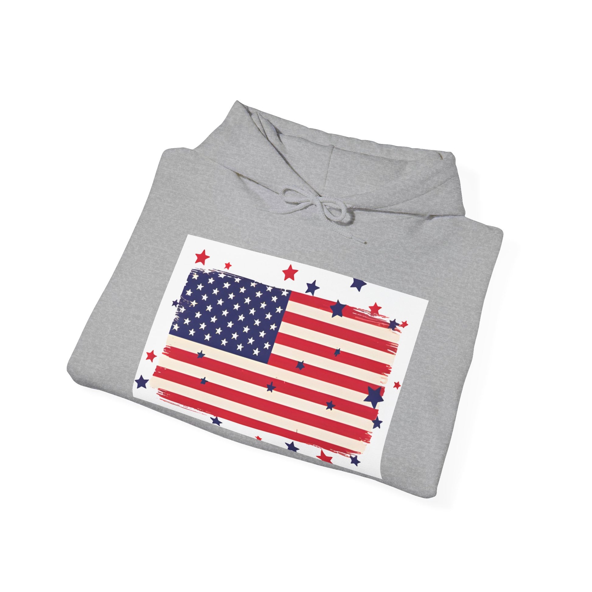 Patriotic Hooded Sweatshirt with Stars and Stripes