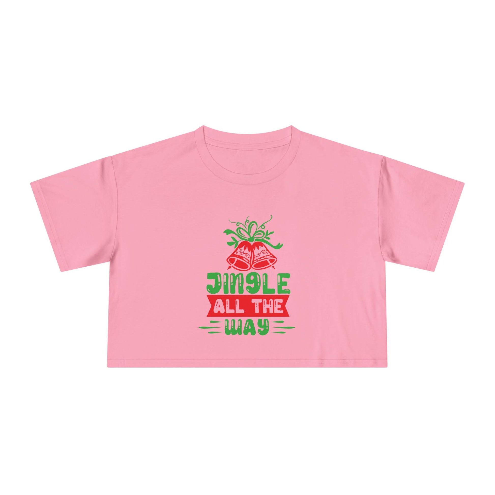 Crop Tee — "Jingle All the Way" Festive Women's Christmas Crop Top