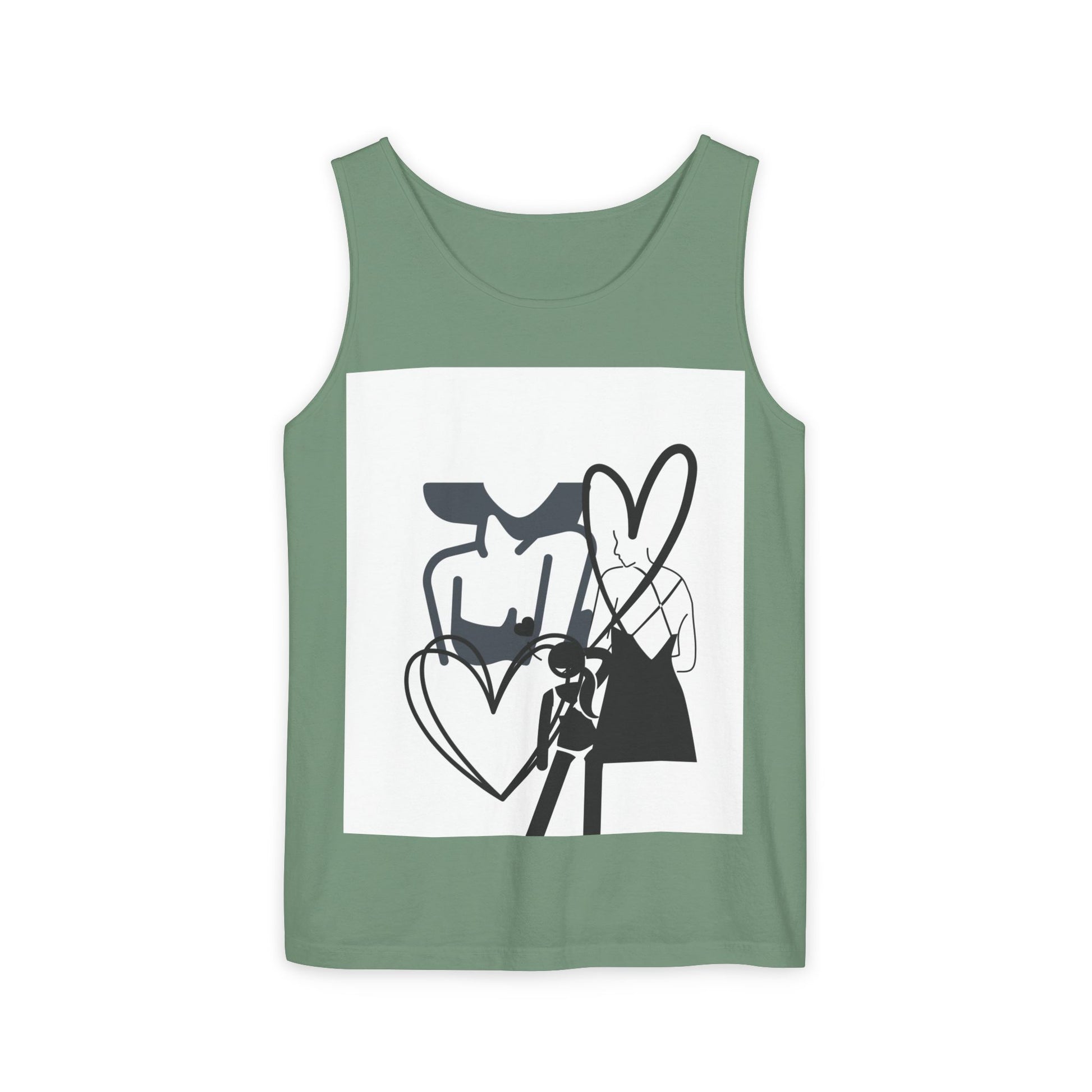 Abstract Love Graphic Tank Top — Minimalist Couple Heart Artwork