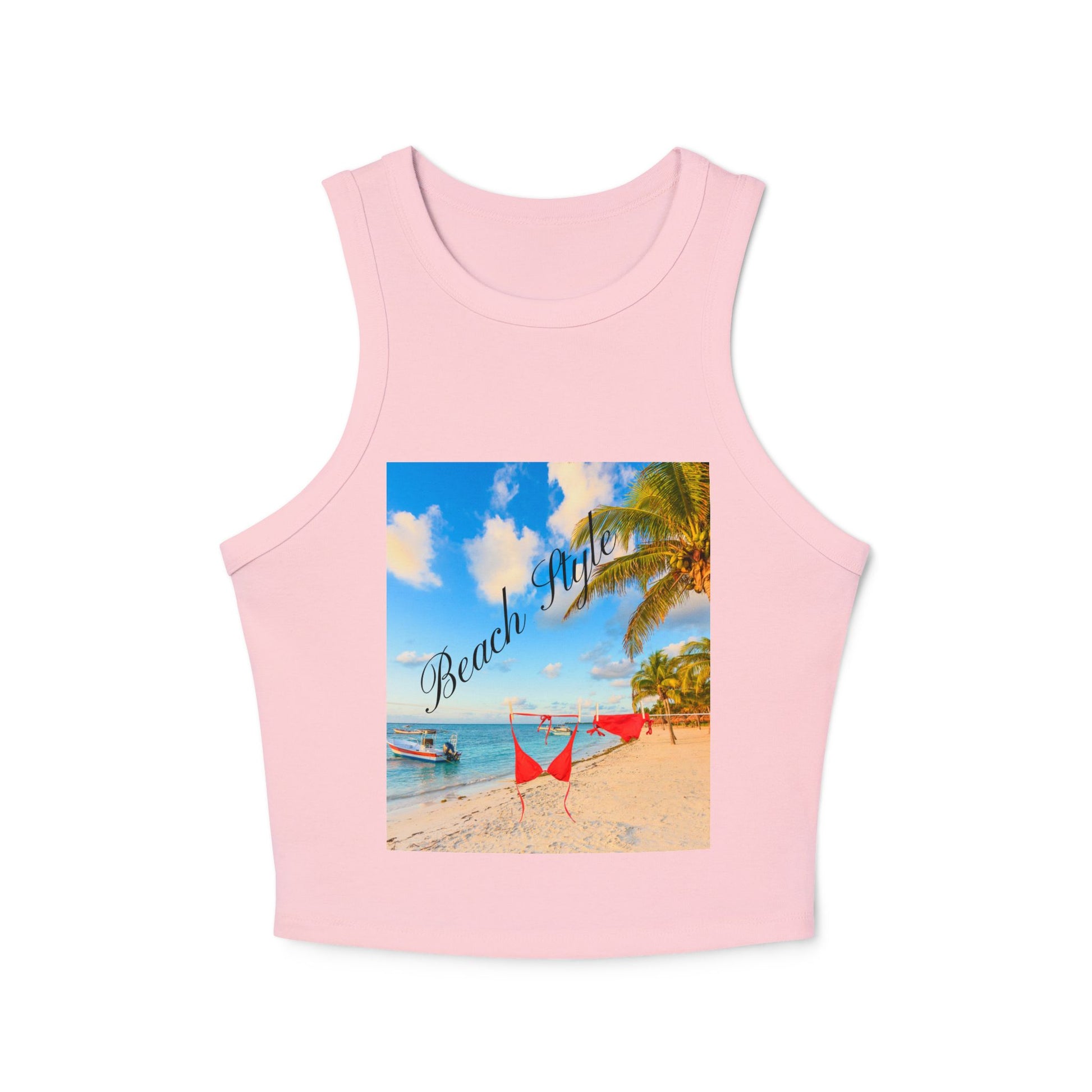 Beach Vibes Racer Tank Top — 'Beach Mode' Tropical Summer Crop