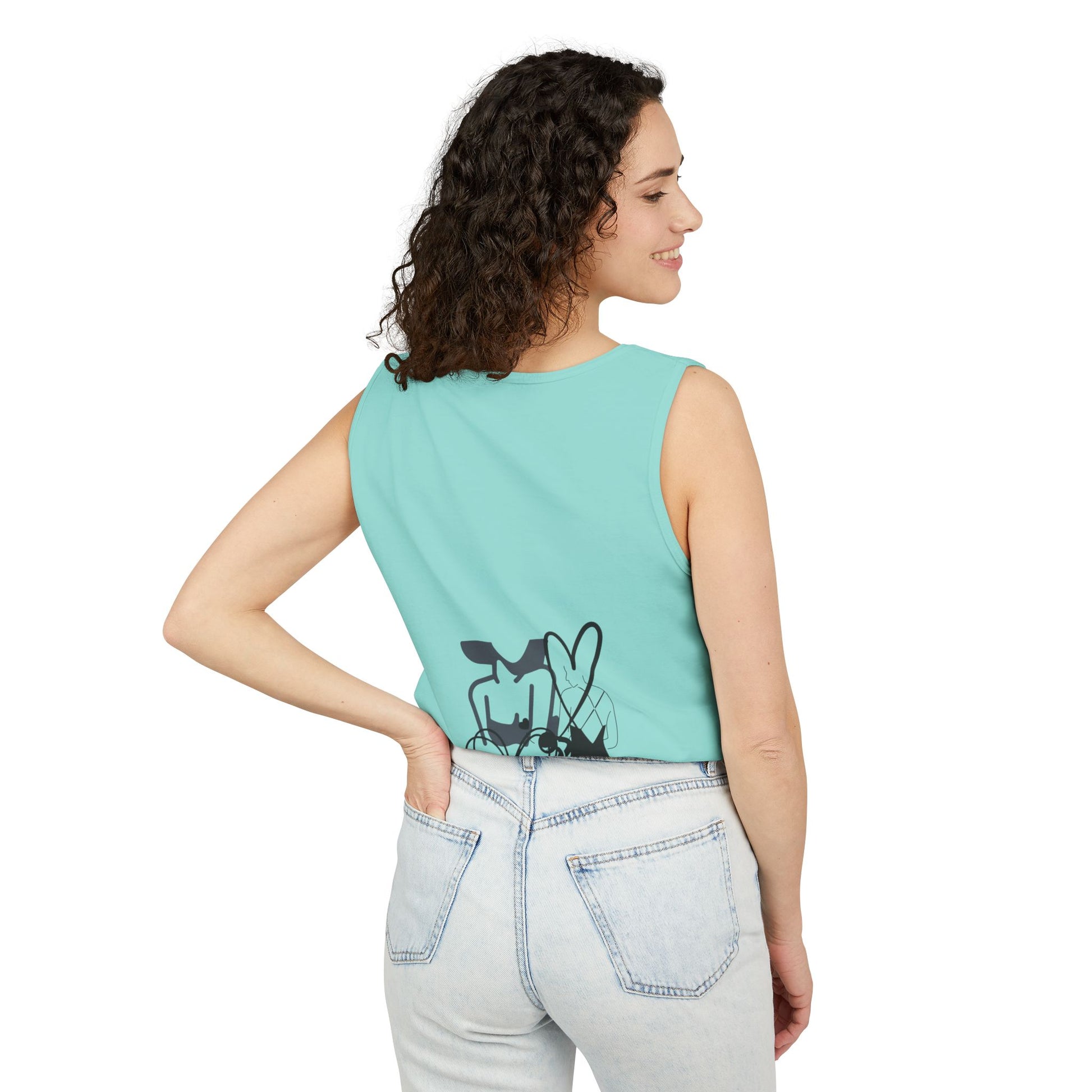 Abstract Love Graphic Tank Top — Minimalist Couple Heart Artwork
