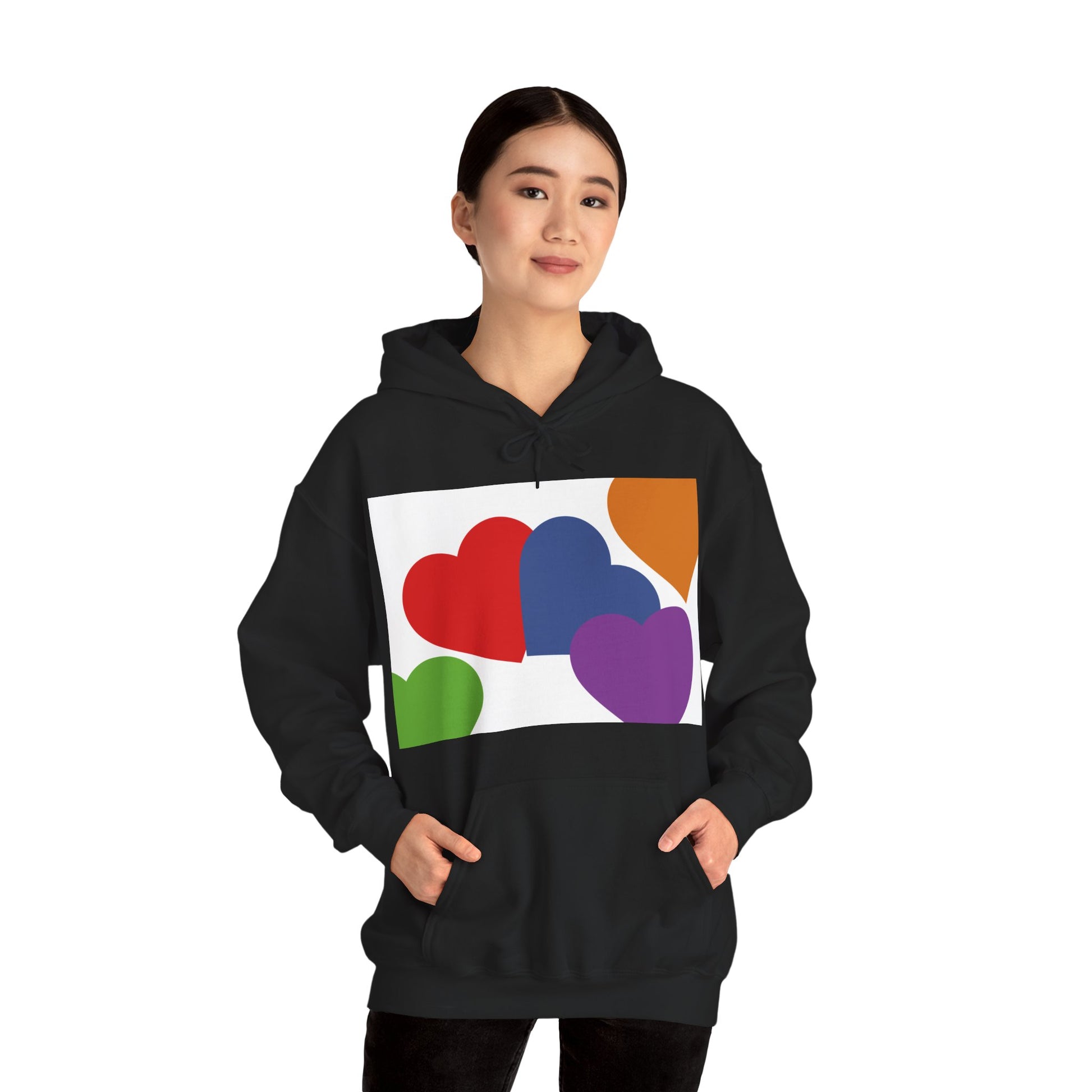 Colorful Heart Hoodie for Couples, Unisex Love Sweatshirt