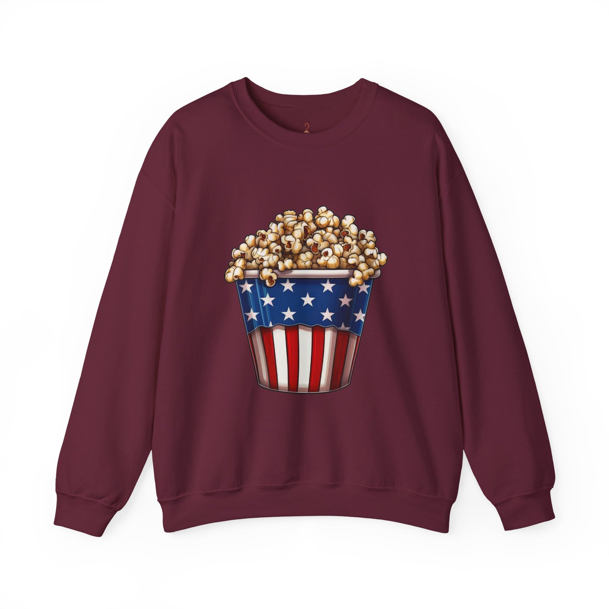 American Flag Popcorn Sweatshirt – Patriotic 4th of July Crewneck
