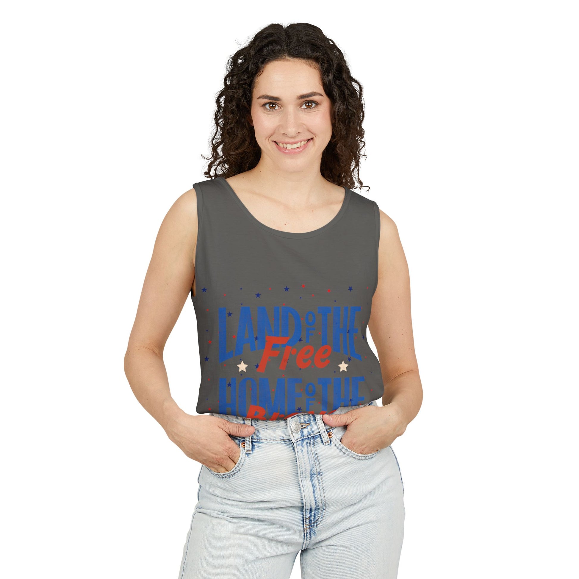 Patriotic "Land of the Free, Home of the Brave" Tank Top