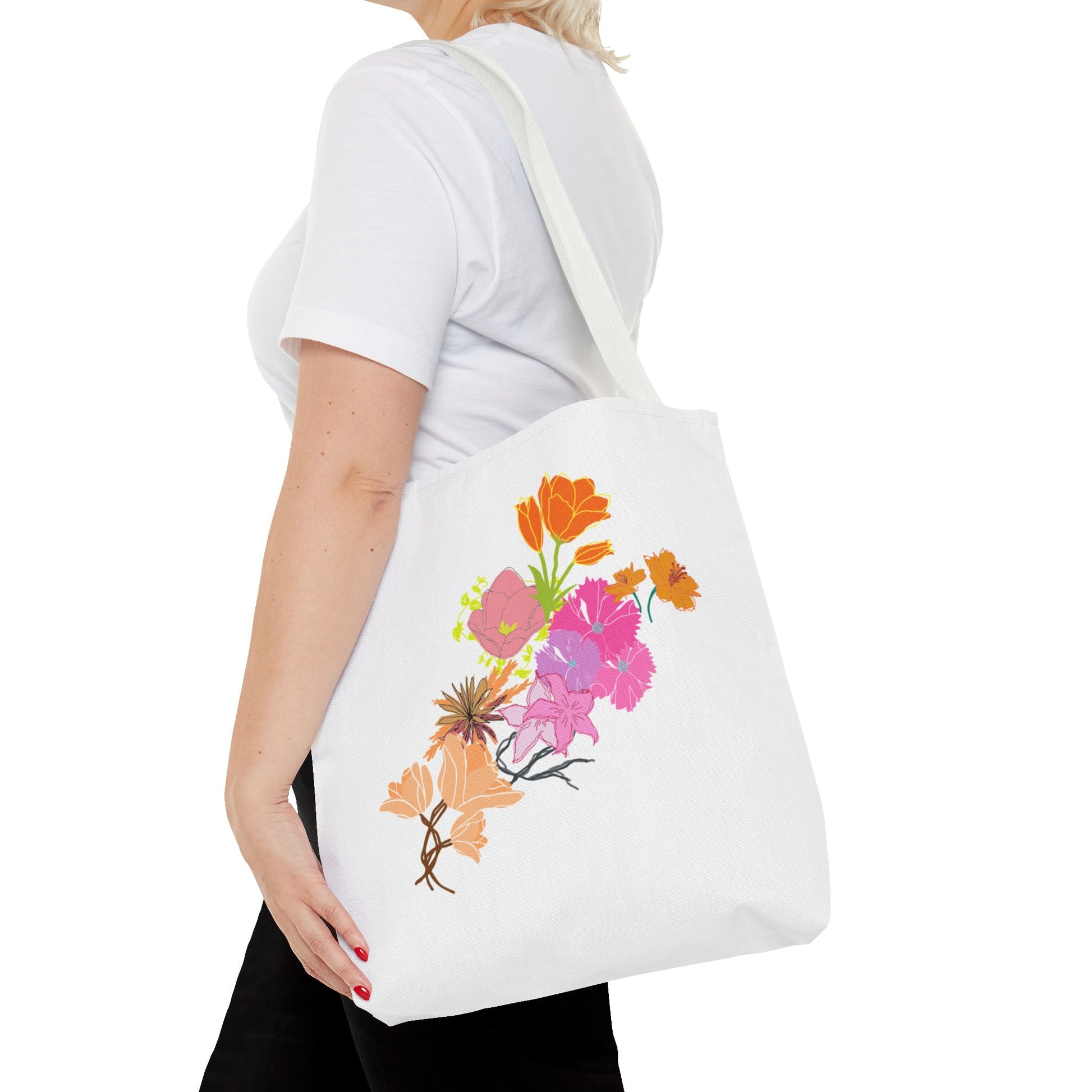 Floral Print Tote Bag, Eco-Friendly Shopping Tote, Boho Chic Bag, Flower Lover Gift, Reusable Grocery Bag, Spring Accessory