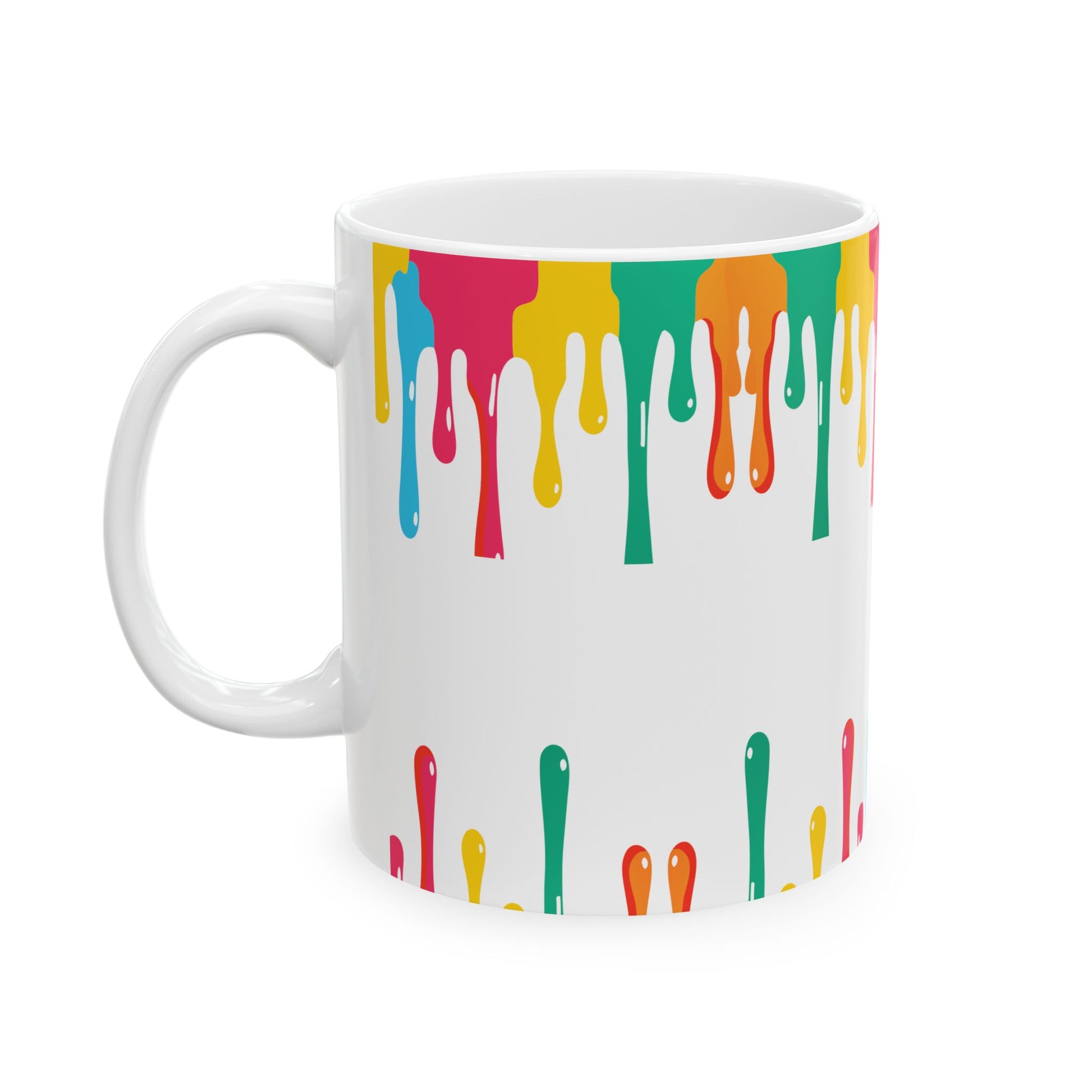Colorful Paint Drip Ceramic Mug — Bright Dripping Paint Coffee Cup (11oz & 15oz)
