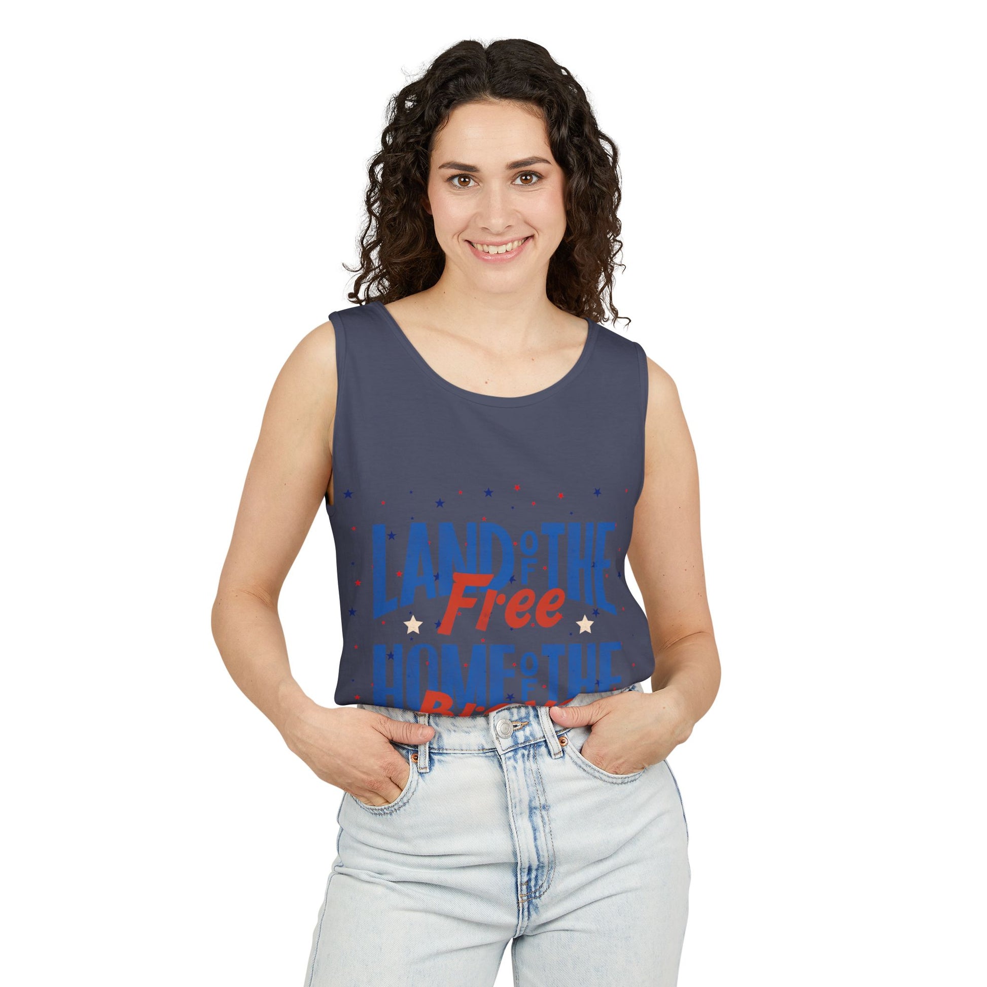 Patriotic "Land of the Free, Home of the Brave" Tank Top