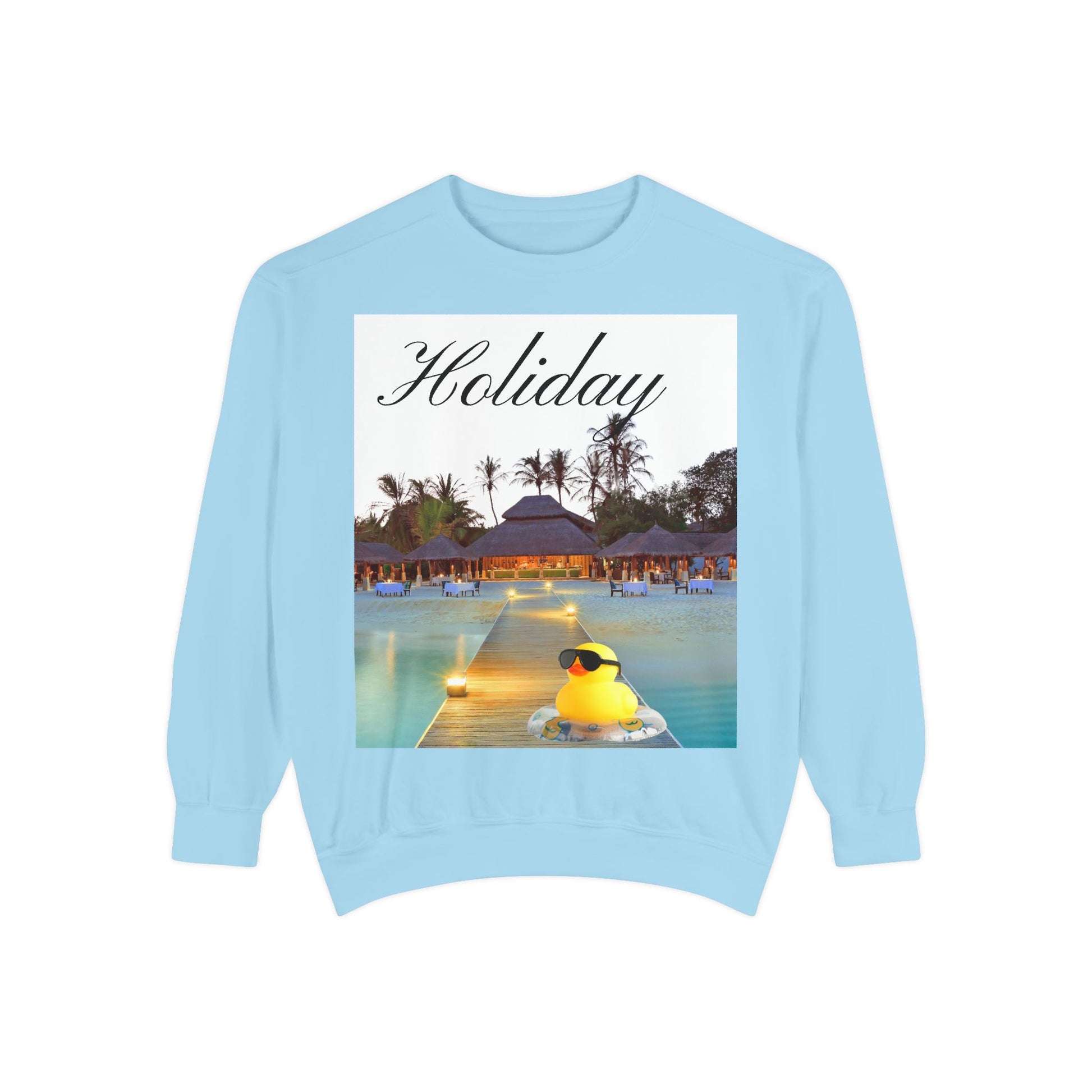 Holiday Rubber Duck Sweatshirt — Tropical Beach Graphic Sweatshirt