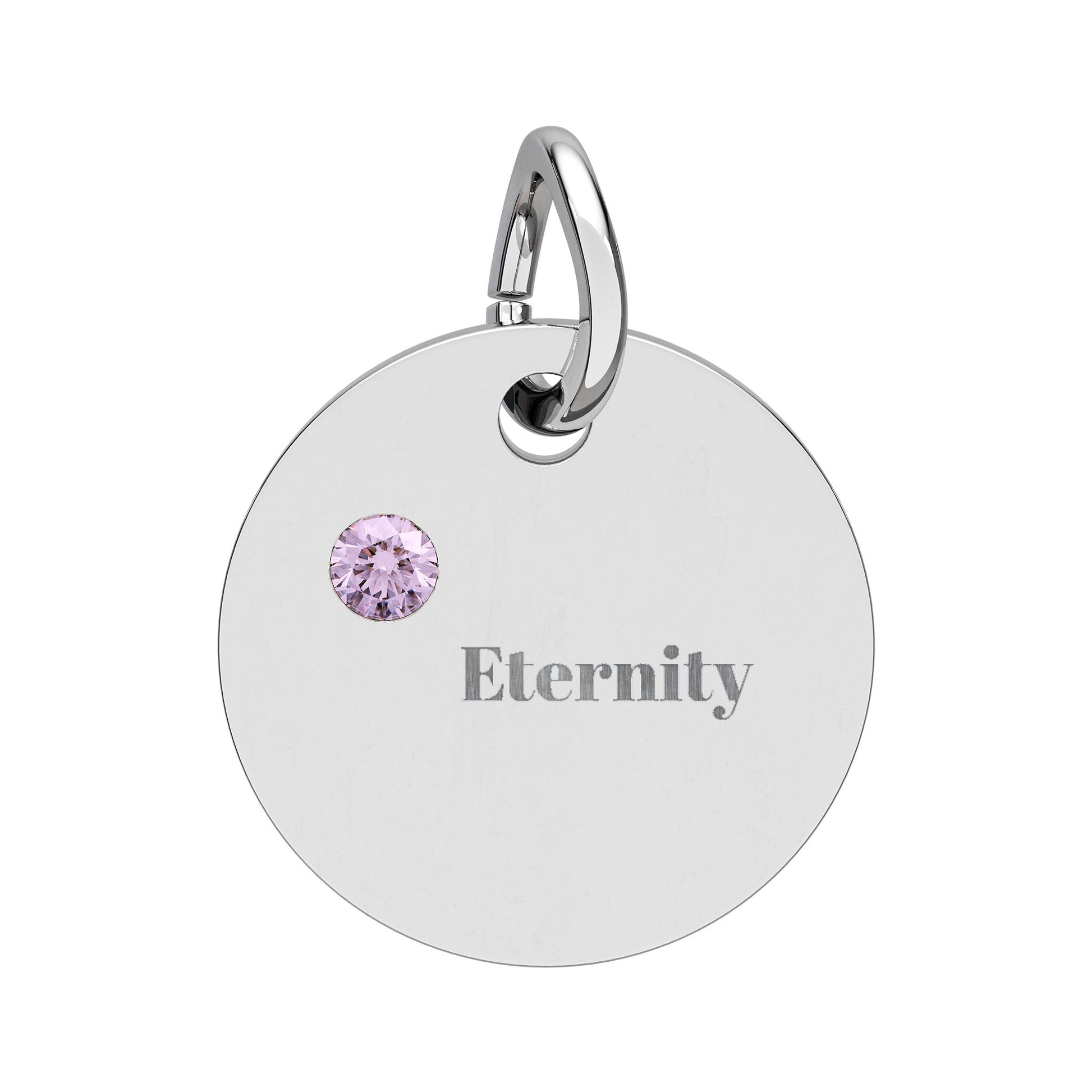 Engravable Birthstone Circle Charm — Personalized 'Eternity' Pendant