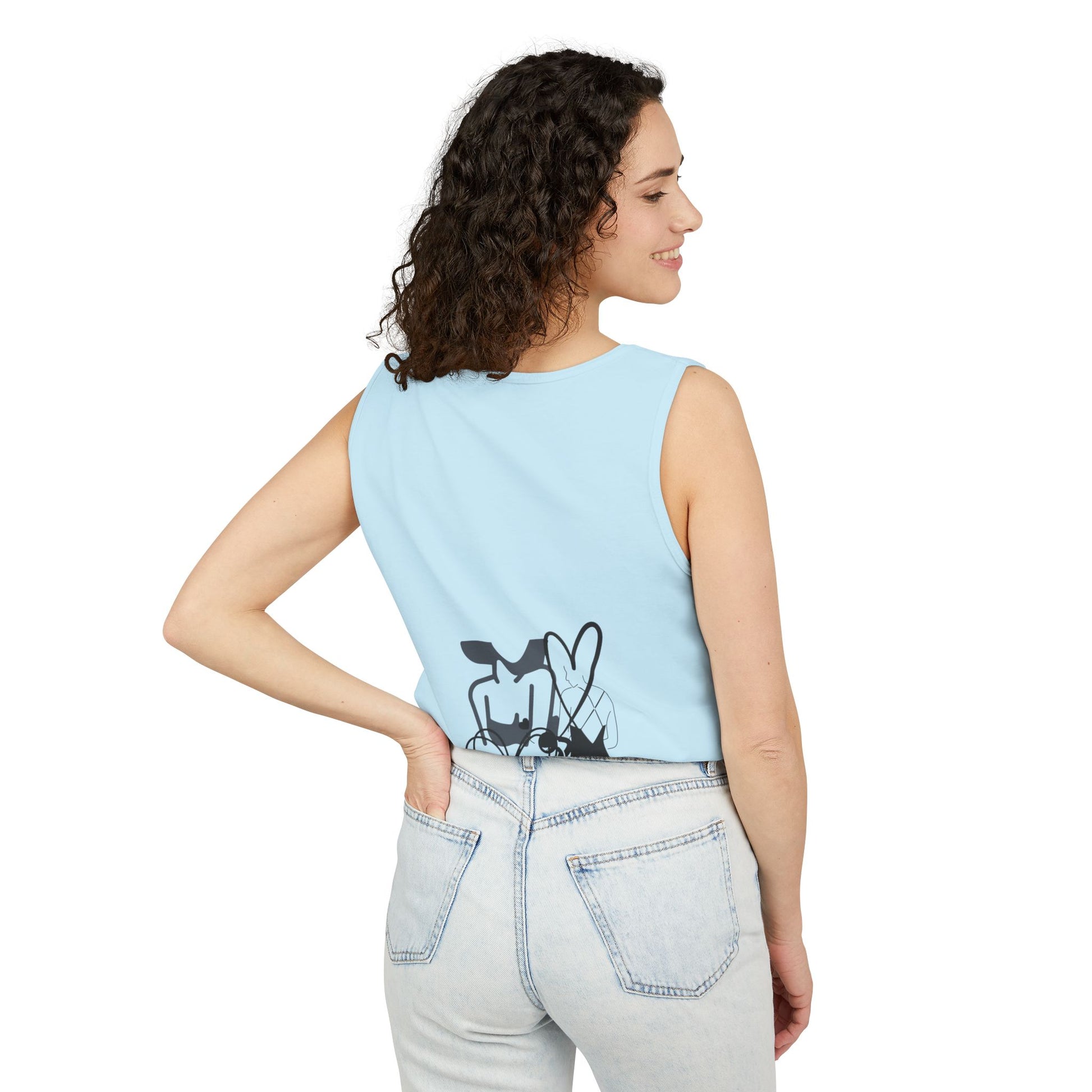 Abstract Love Graphic Tank Top — Minimalist Couple Heart Artwork