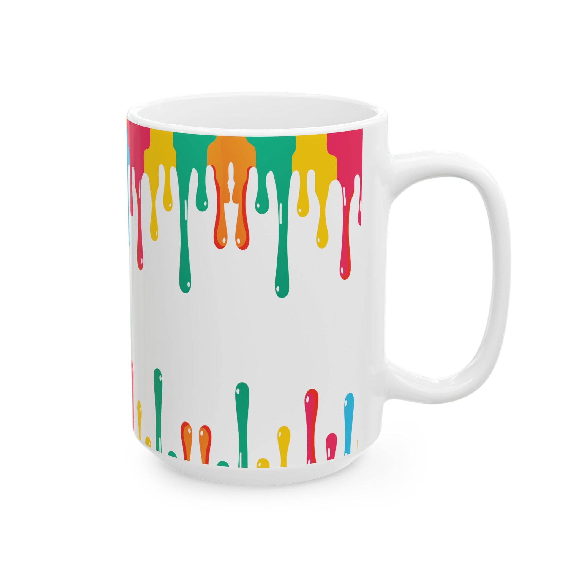 Colorful Paint Drip Ceramic Mug — Bright Dripping Paint Coffee Cup (11oz & 15oz)