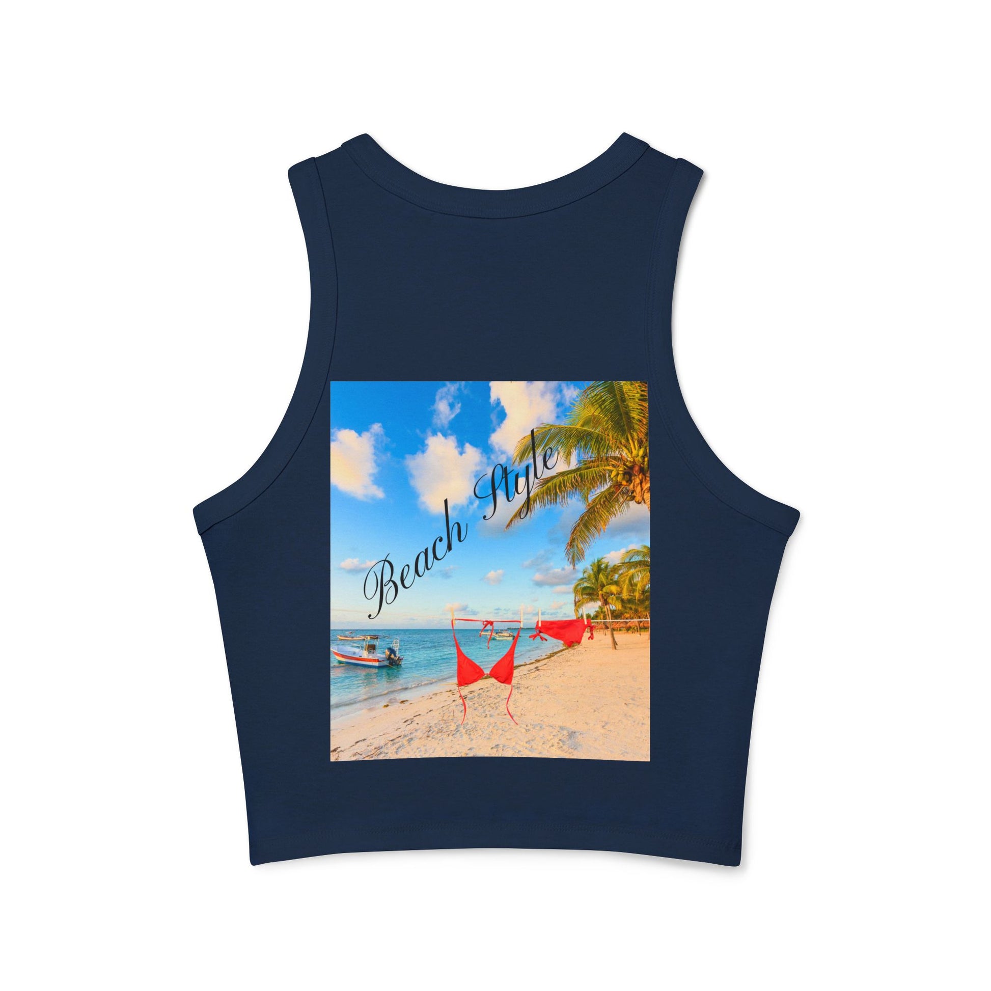 Beach Vibes Racer Tank Top — 'Beach Mode' Tropical Summer Crop