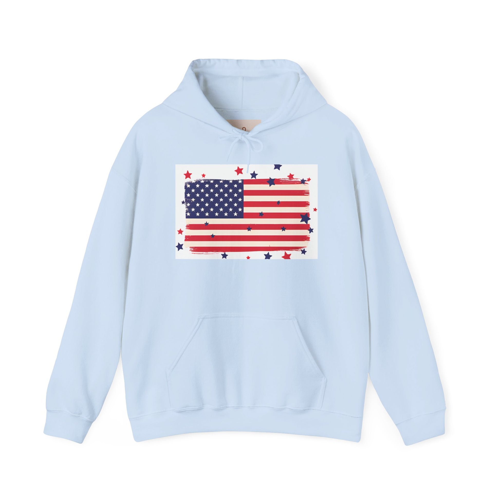 Patriotic Hooded Sweatshirt with Stars and Stripes