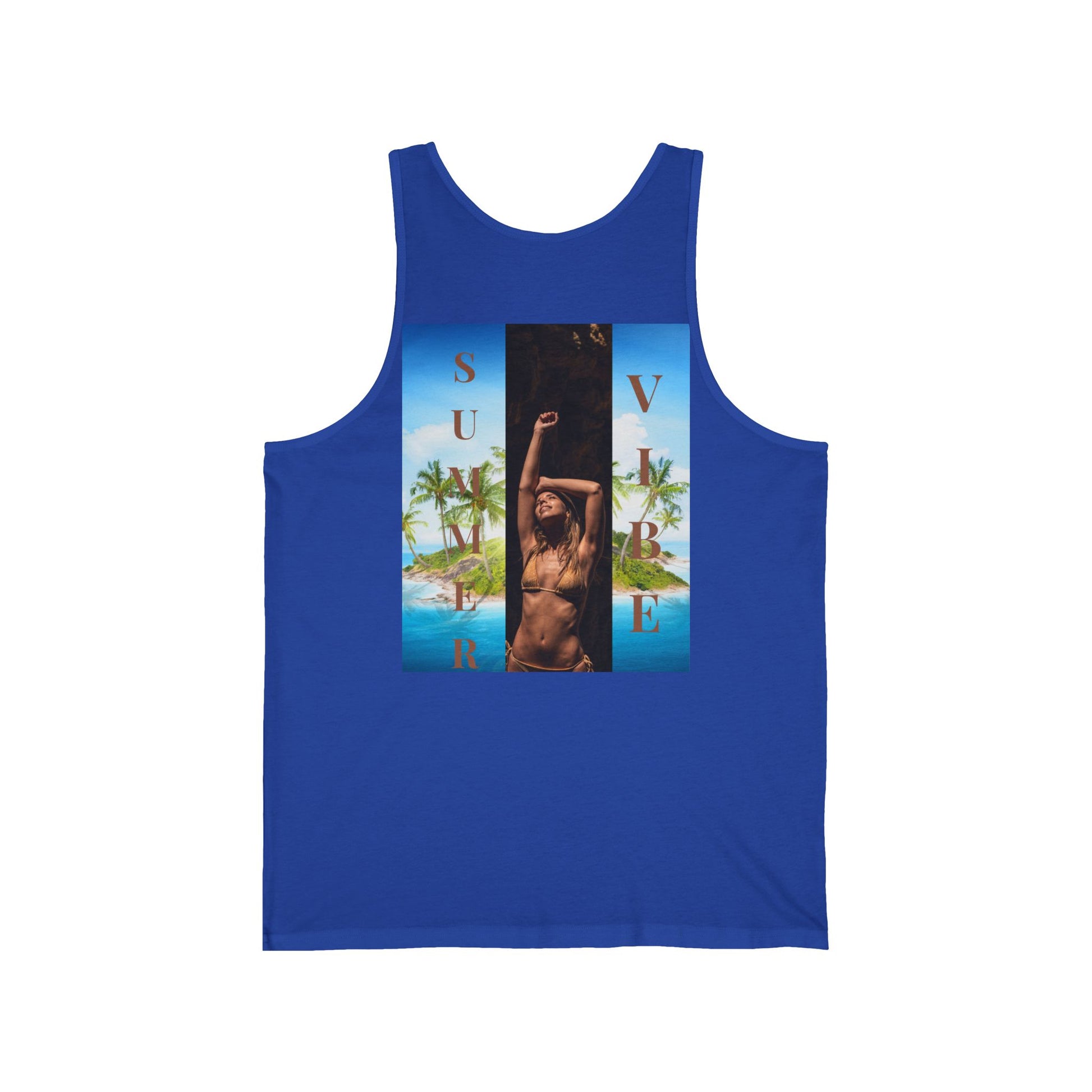 Summer Vibe Tank Top — Tropical Sunset Graphic Tank with 'SUMMER' Text
