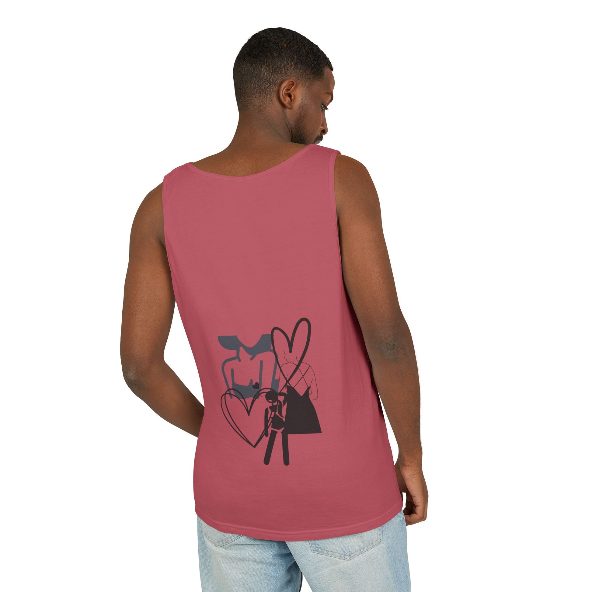 Abstract Love Graphic Tank Top — Minimalist Couple Heart Artwork