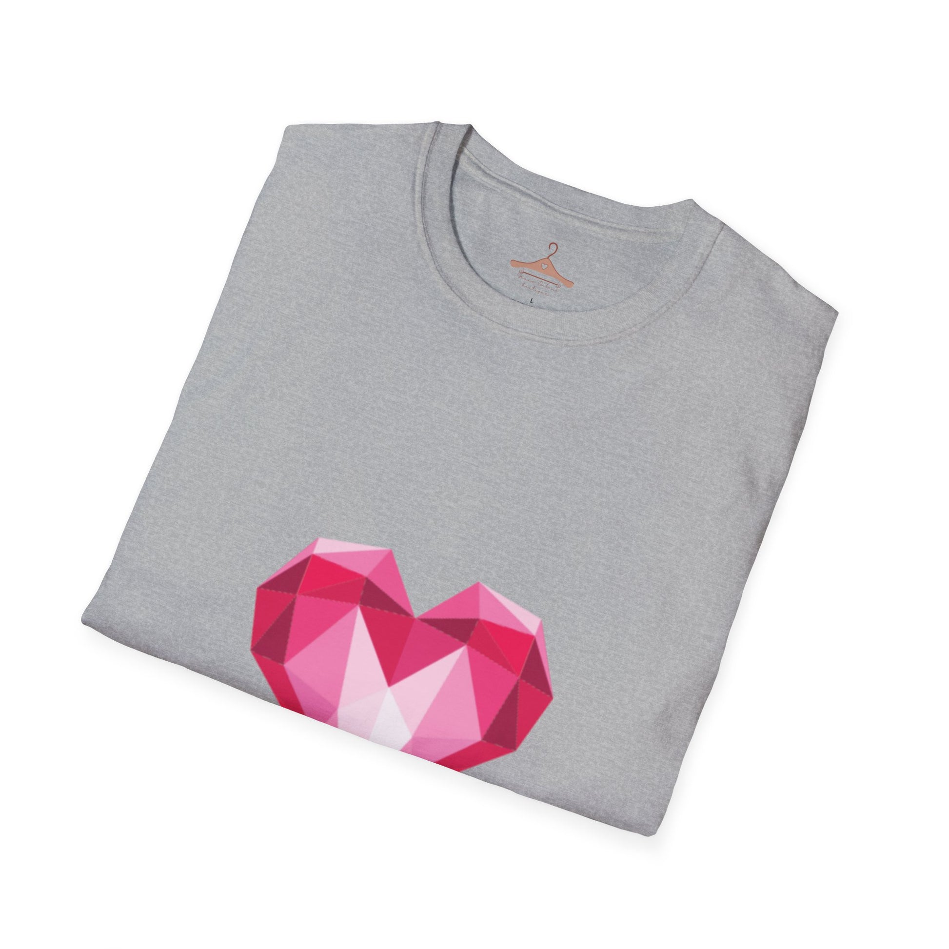Geometric Pink Gem Heart T-Shirt