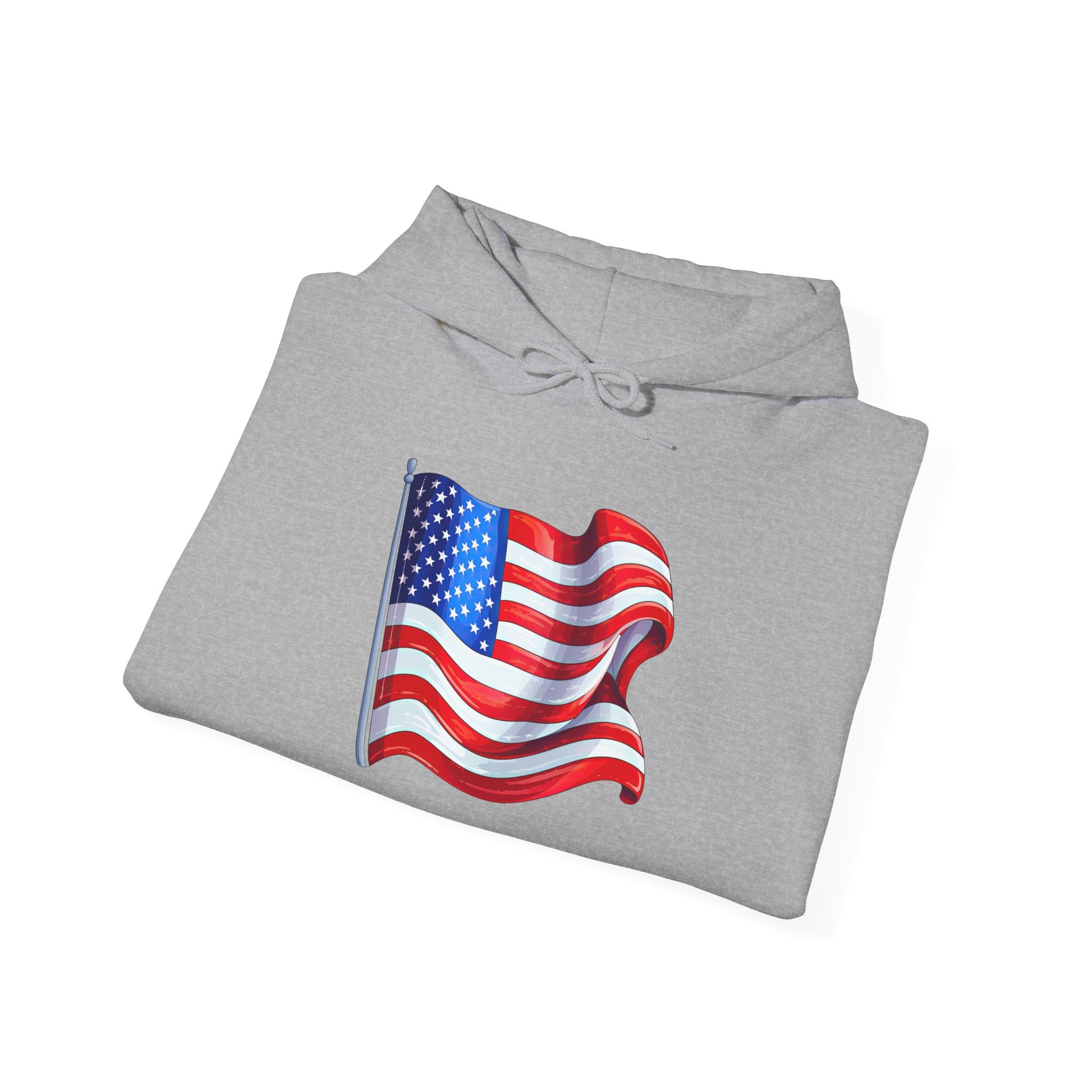 Patriotic Flag Hooded Sweatshirt | Unisex Heavy Blend | Perfect for Celebrations