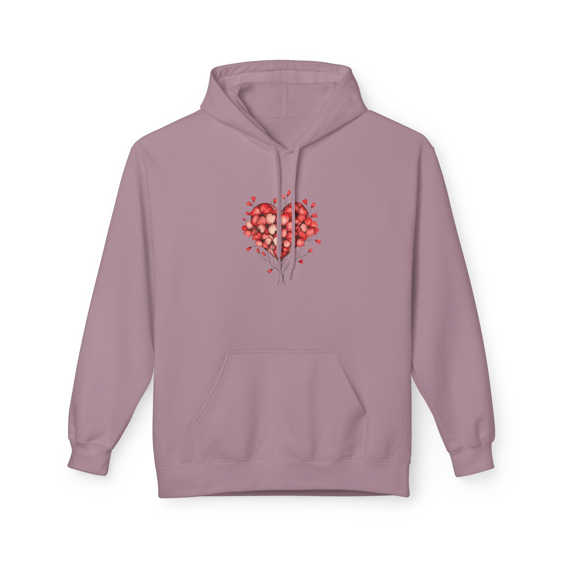 Rose Petal Heart Hoodie — Romantic Floral Valentine’s Day Sweatshirt
