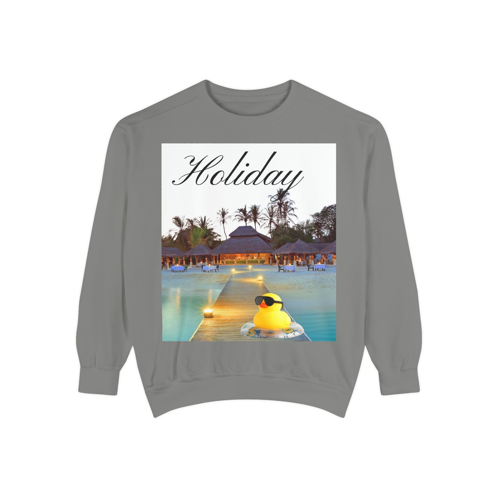 Holiday Rubber Duck Sweatshirt — Tropical Beach Graphic Sweatshirt