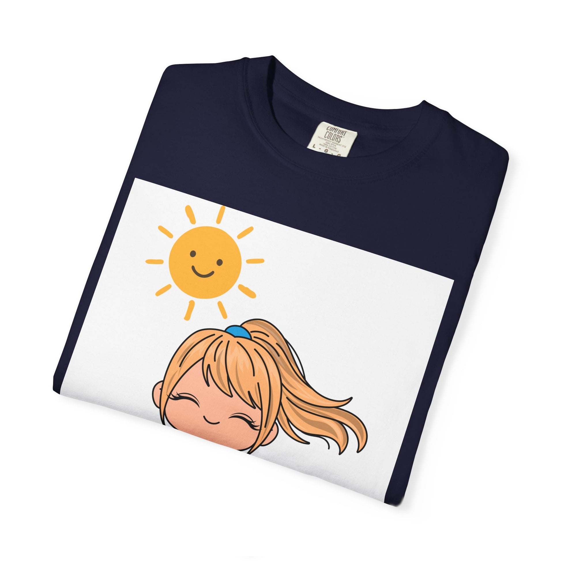 Cute Girl in Swimsuit T-Shirt — Sunny Beach Cartoon Tee