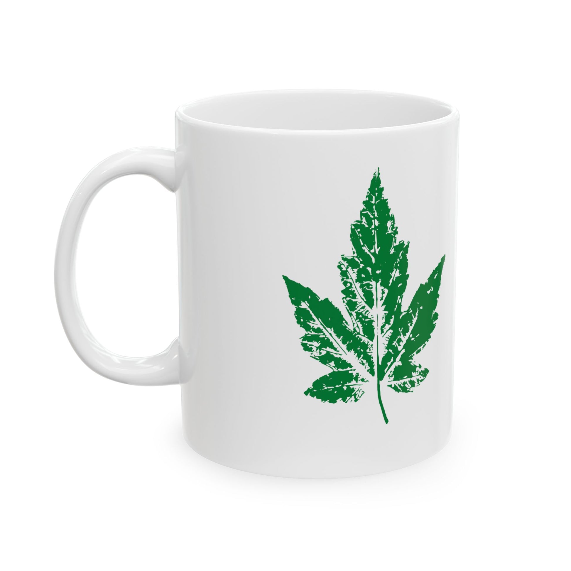 Nature-Inspired Ceramic Mug, Green Leaf