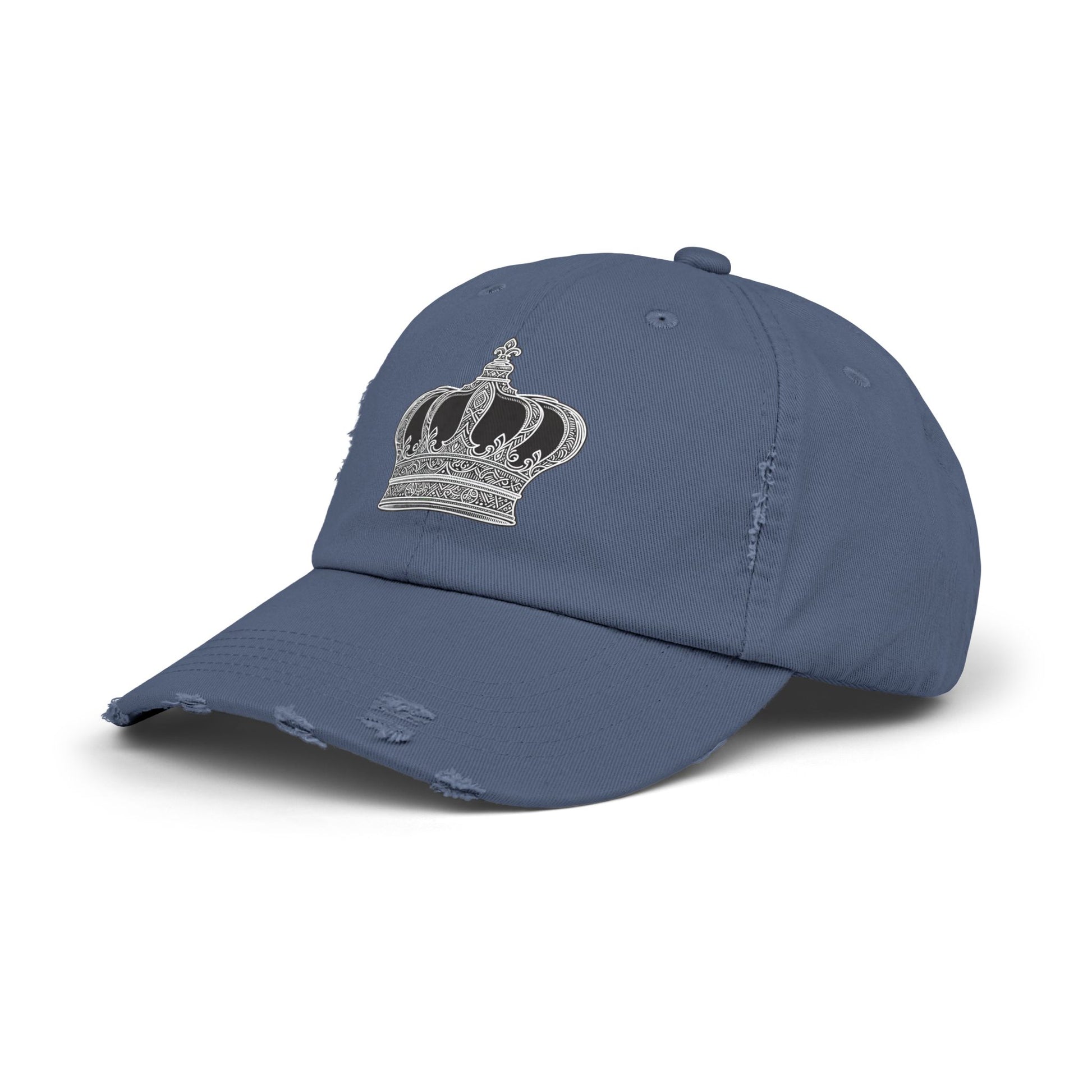 Crown Embroidered Unisex Distressed Cap