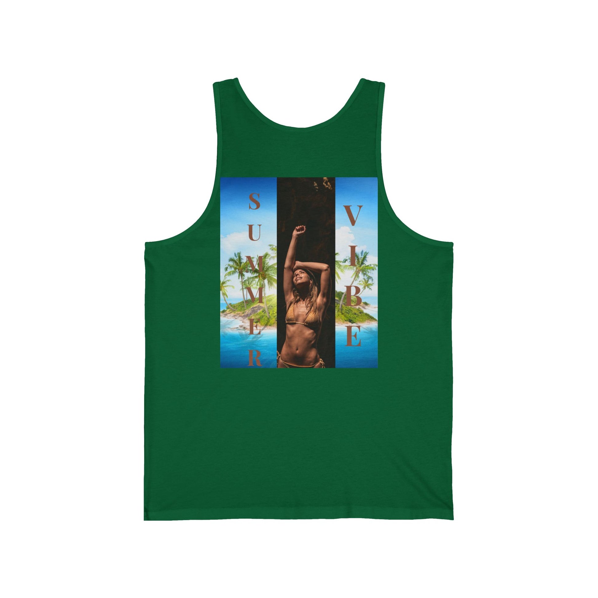 Summer Vibe Tank Top — Tropical Sunset Graphic Tank with 'SUMMER' Text
