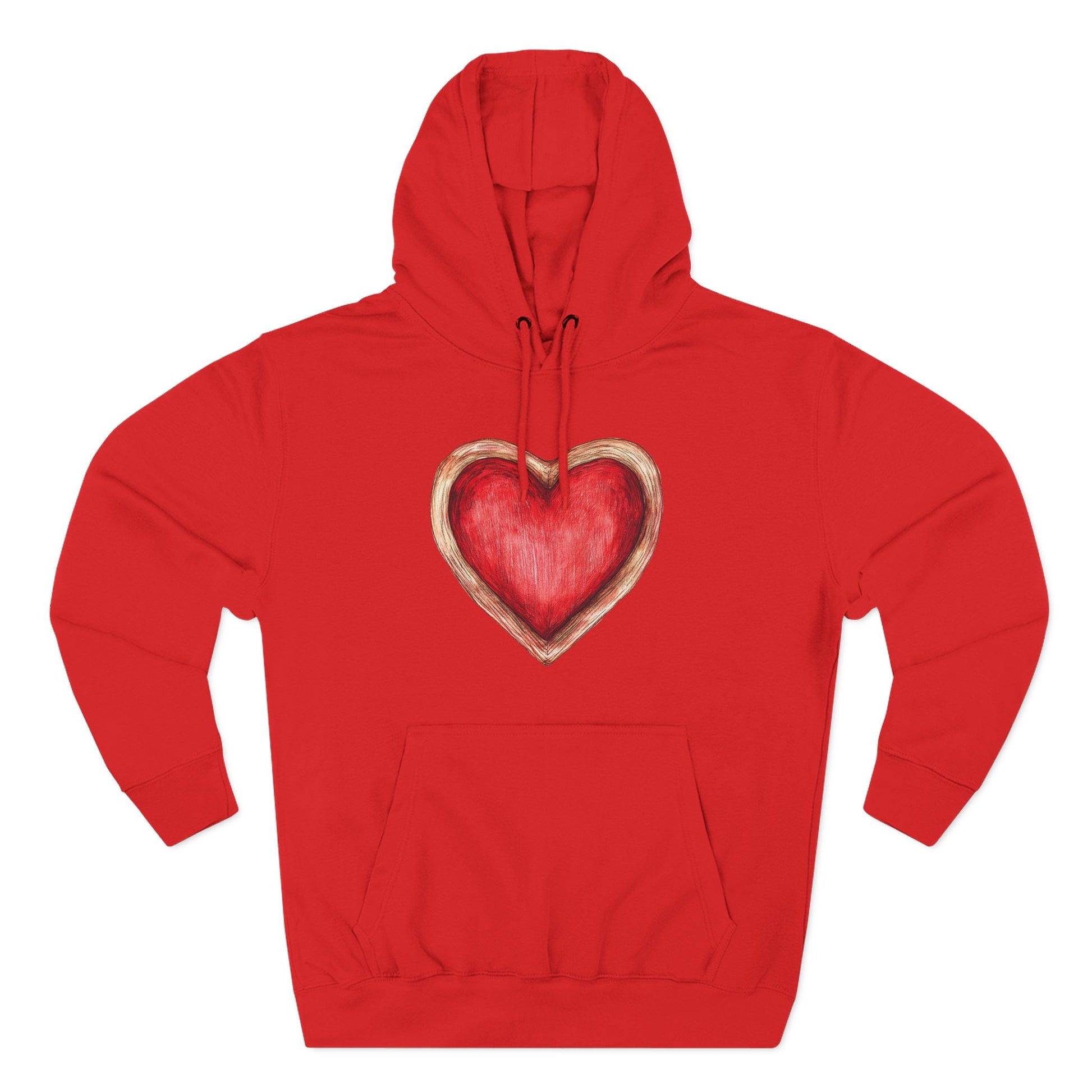Heart Watercolor Hoodie — Hand-Painted Red Heart Pullover for Valentine's Day