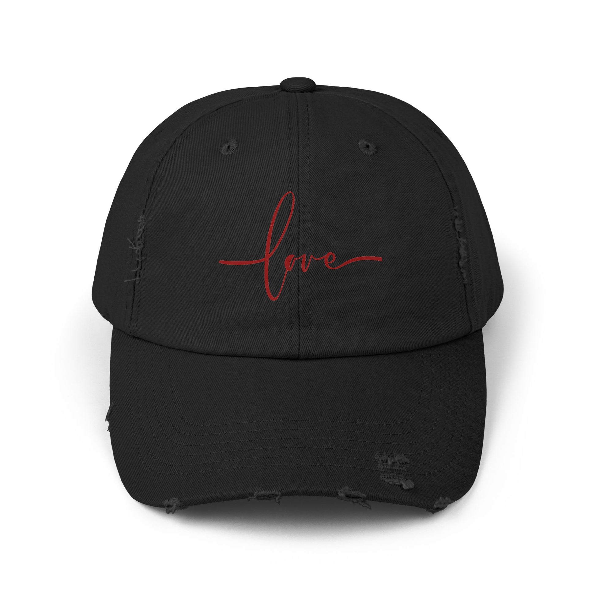 Unisex Distressed Cap with 'Love' Embroidery