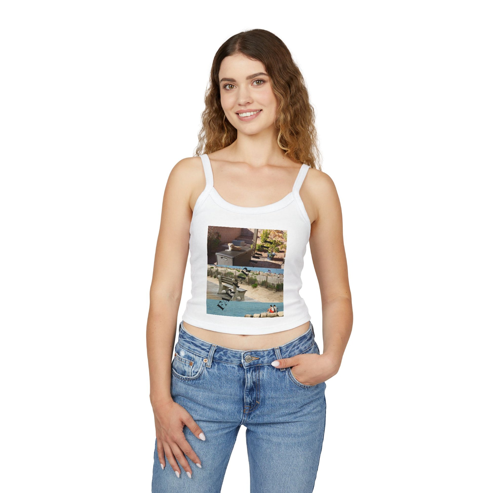 Tank Top — Vintage Poolside Photo Print Crop Tank