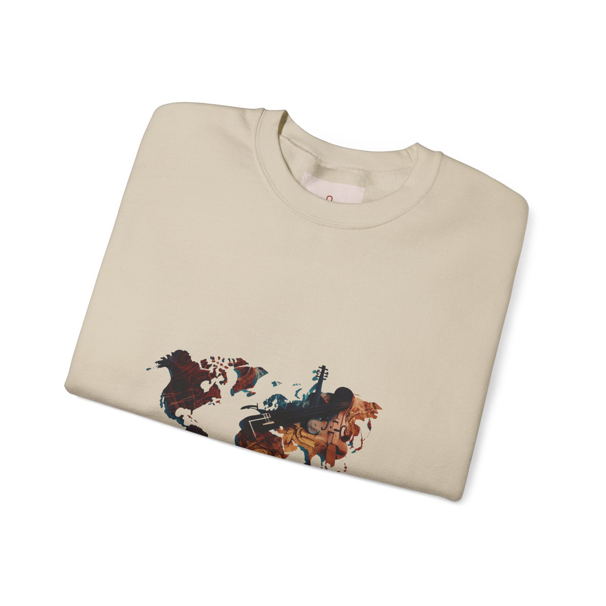 World Map Marble Crewneck Sweatshirt — Artistic Travel Map Pullover