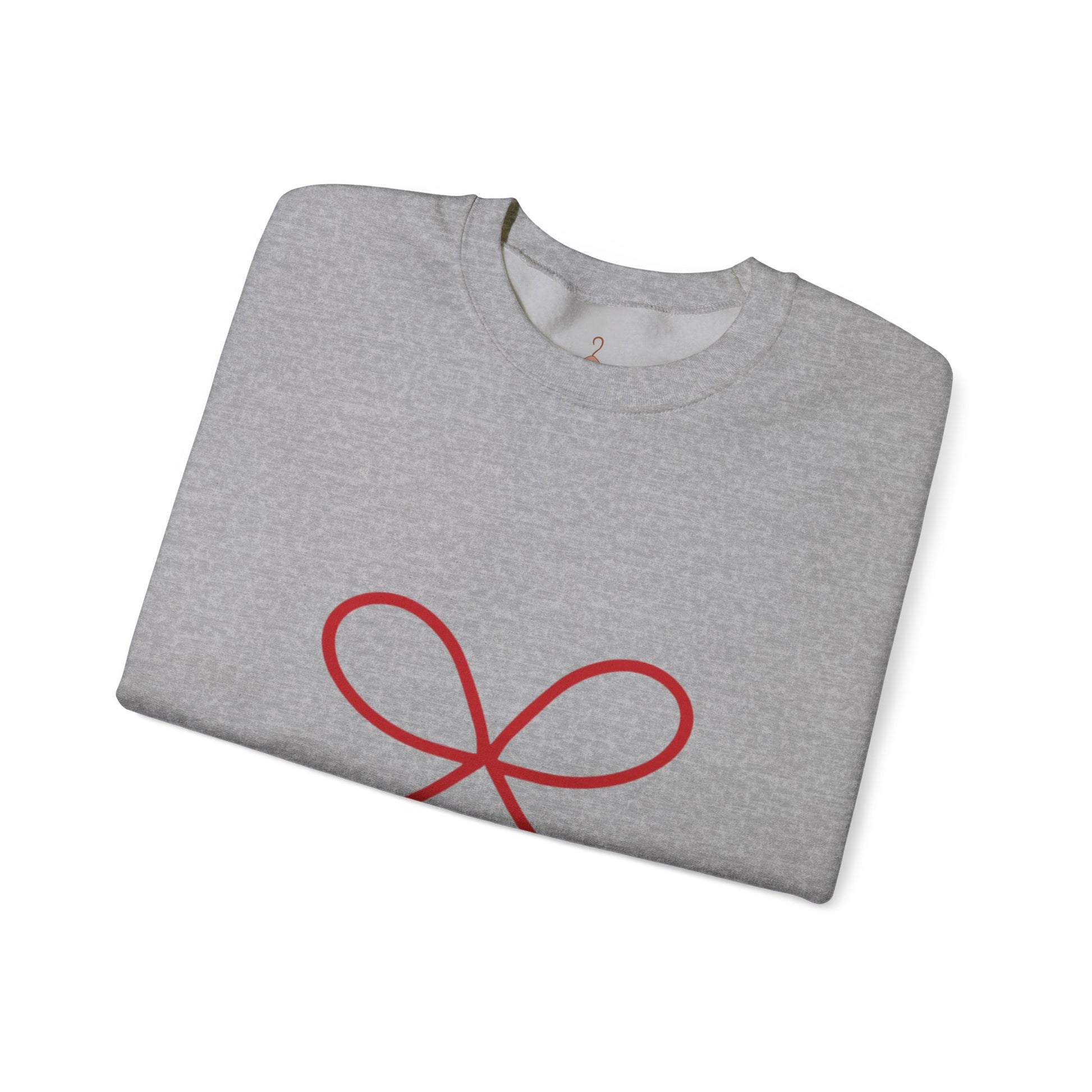Crewneck Sweatshirt — Minimal Red Bow Graphic, Cute Gift for Her & Holidays
